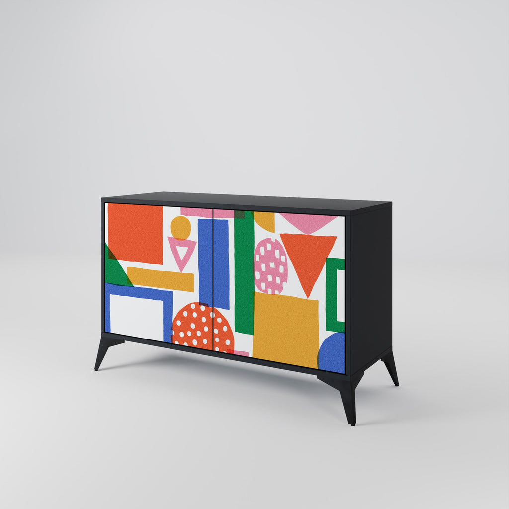 Buffet 2 portes GEOMETRIC GLIMMER en finition noire