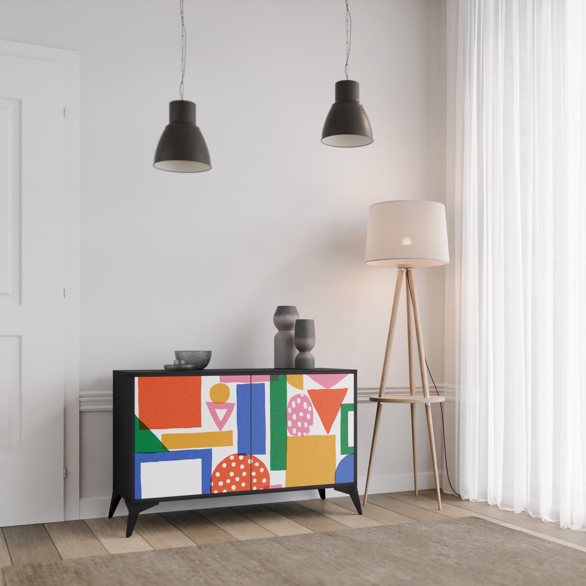 Buffet 2 portes GEOMETRIC GLIMMER en finition noire