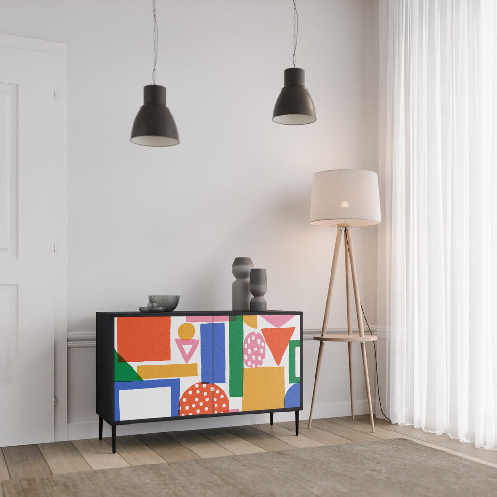Buffet 2 portes GEOMETRIC GLIMMER en finition noire
