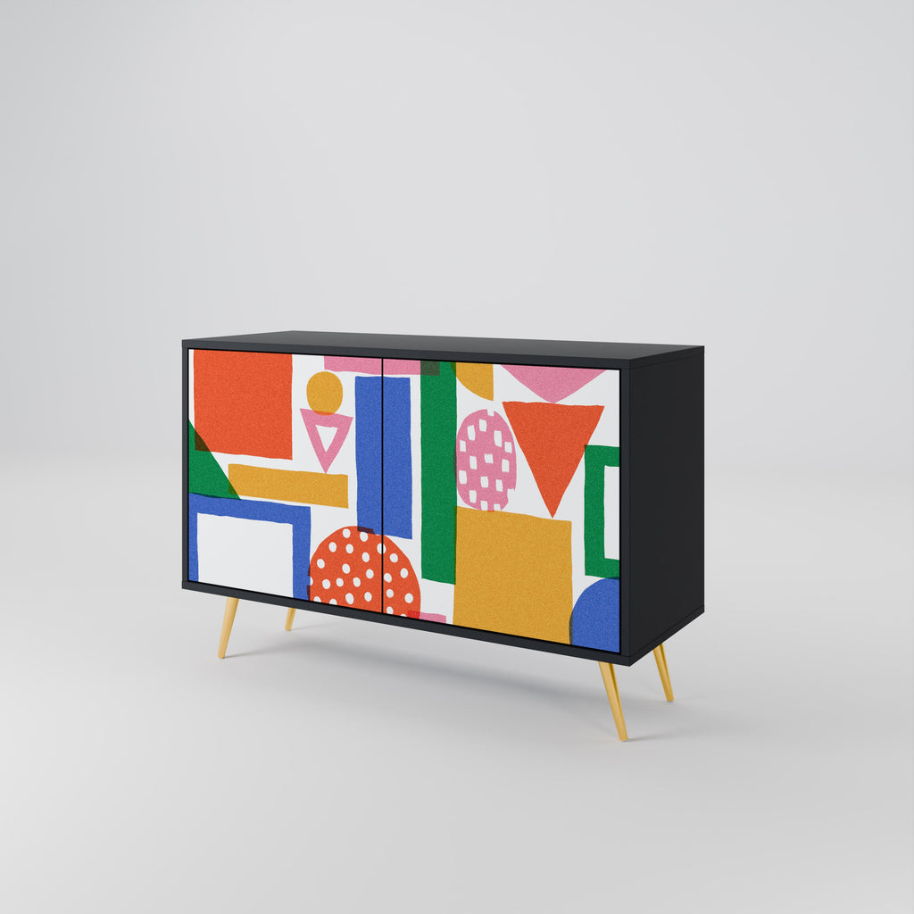 Buffet 2 portes GEOMETRIC GLIMMER en finition noire