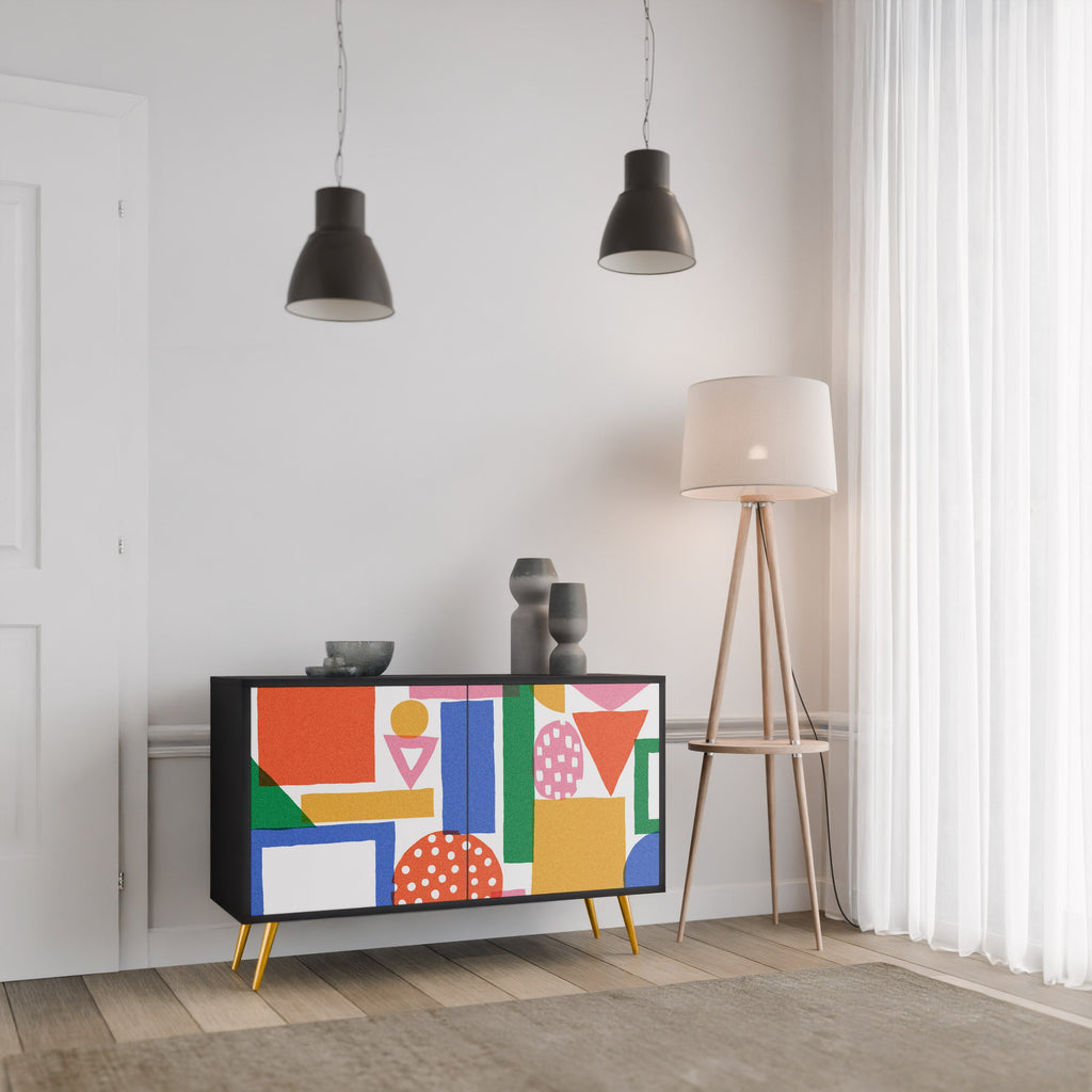Buffet 2 portes GEOMETRIC GLIMMER en finition noire