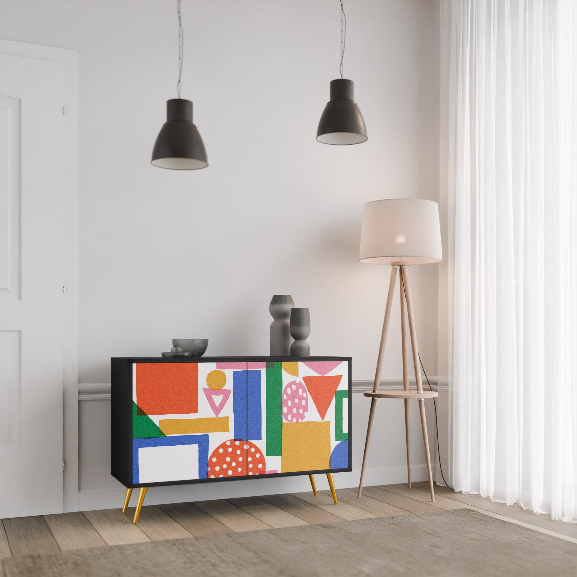 Buffet 2 portes GEOMETRIC GLIMMER en finition noire