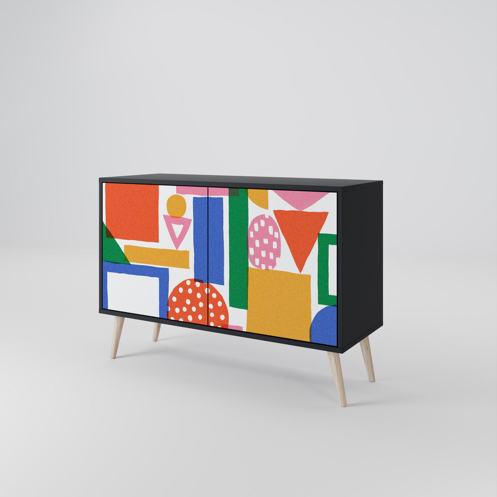 Buffet 2 portes GEOMETRIC GLIMMER en finition noire