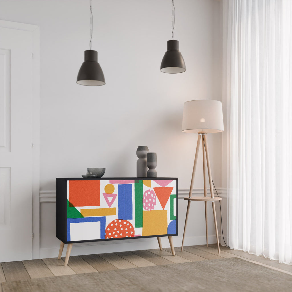 Buffet 2 portes GEOMETRIC GLIMMER en finition noire