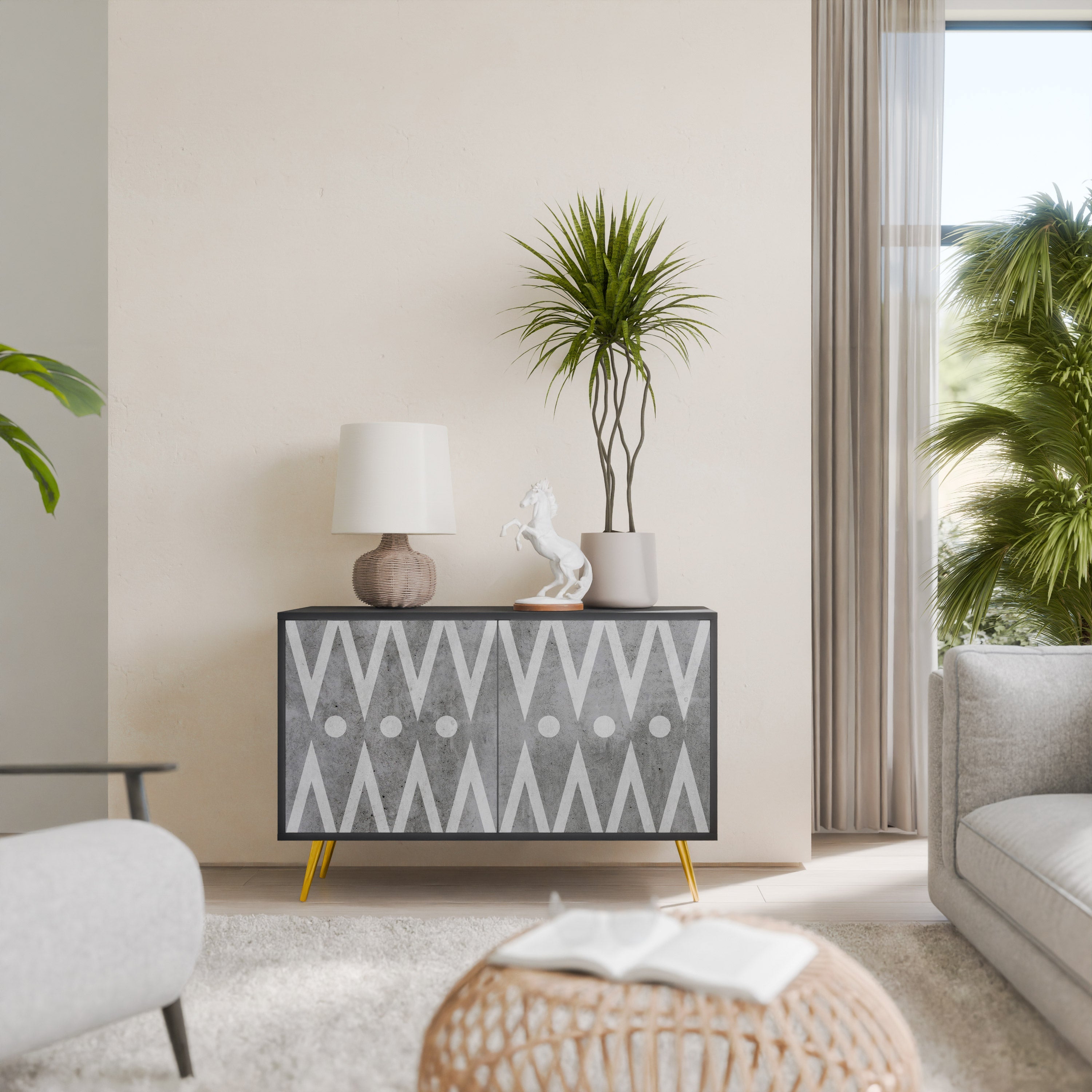 SHARP EDGES 2-Door Sideboard in Black Finish