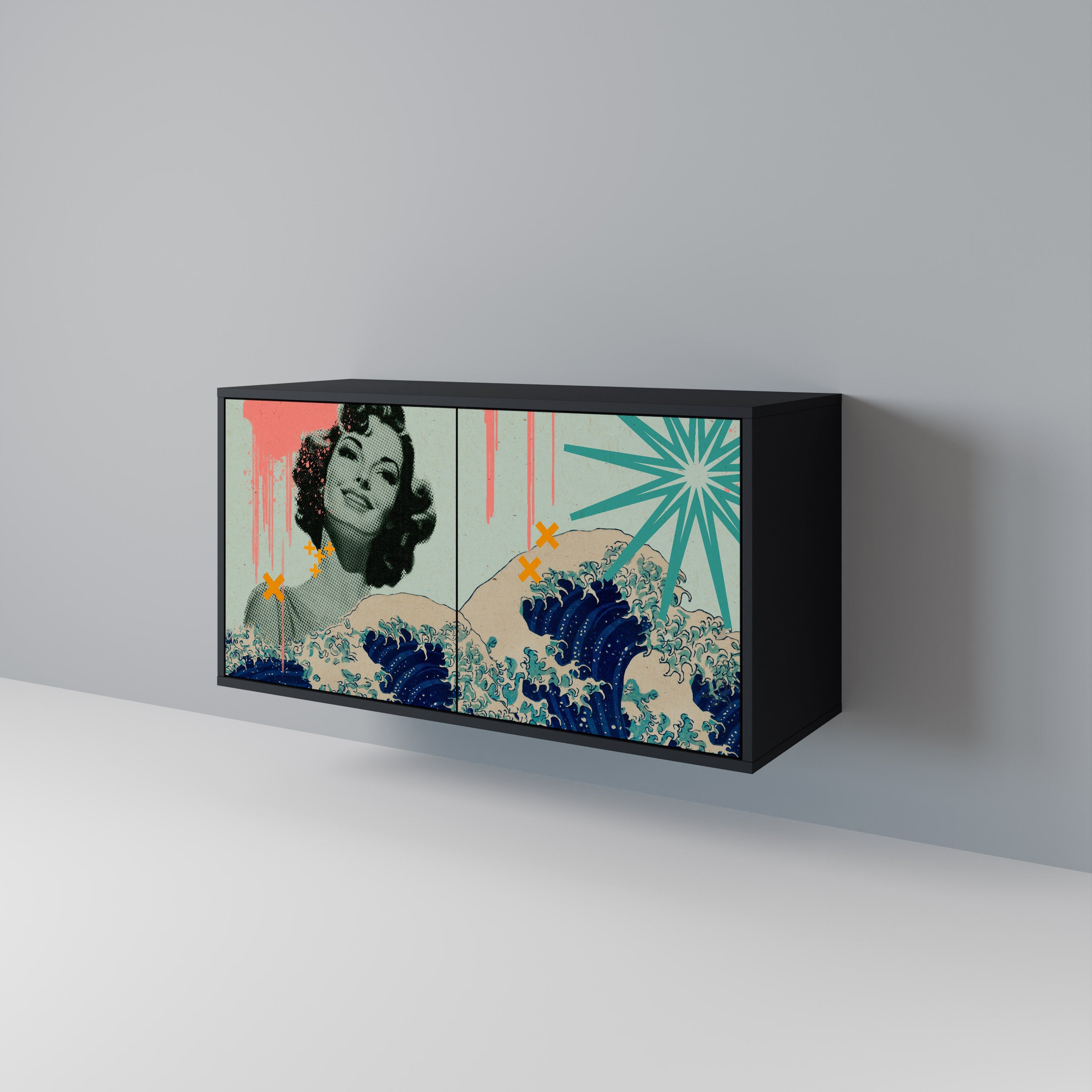 KANAGAWA BEAUTY 2-Door Sideboard in Black Finish