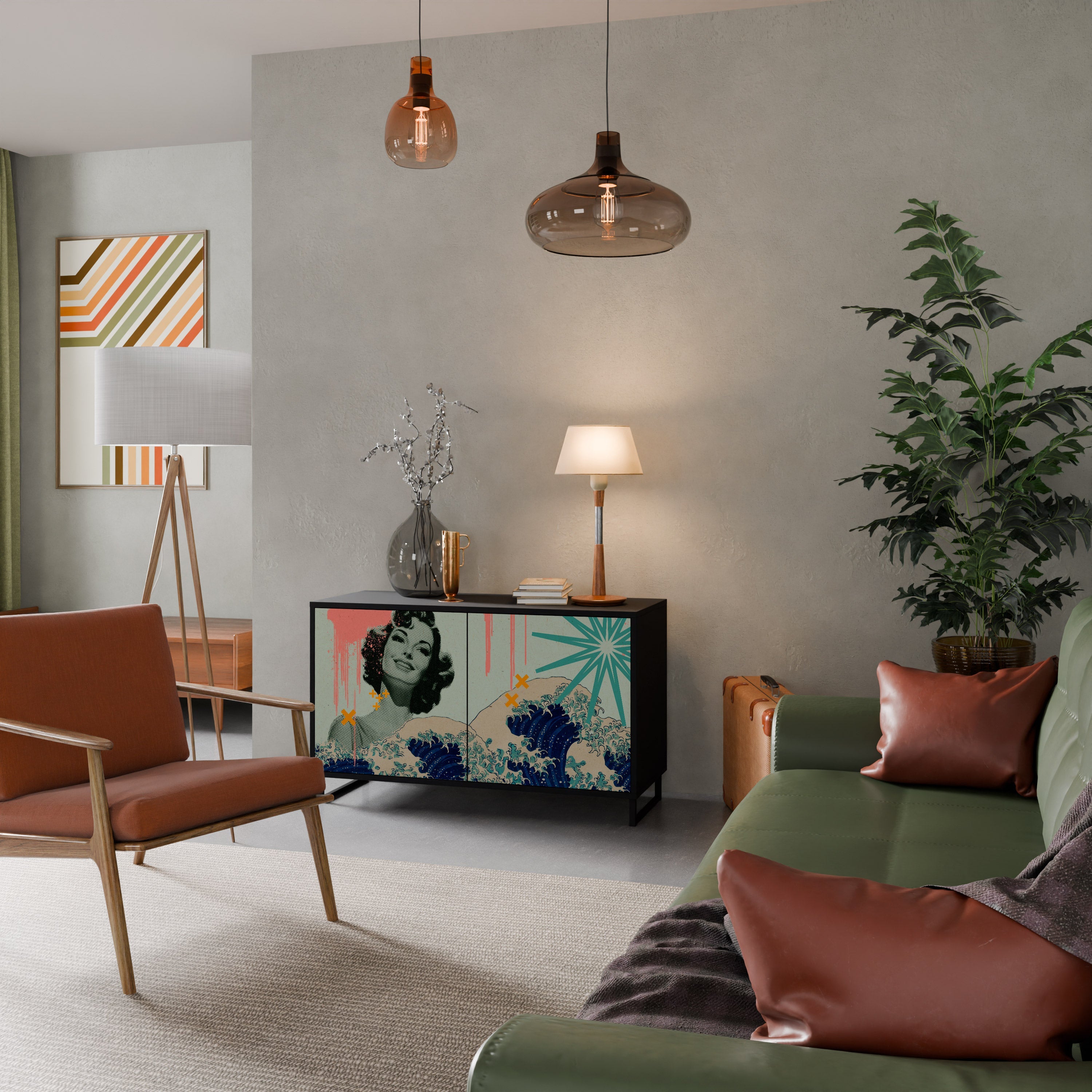 KANAGAWA BEAUTY 2-Door Sideboard in Black Finish