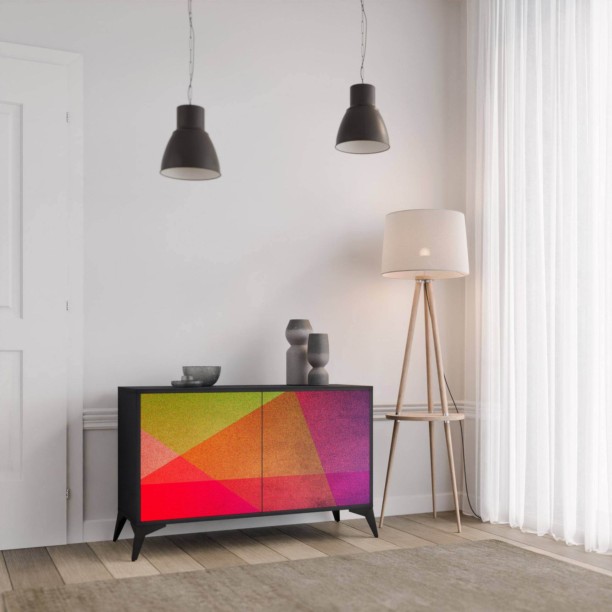 Buffet 2 portes VIVID GEOMETRY finition noire