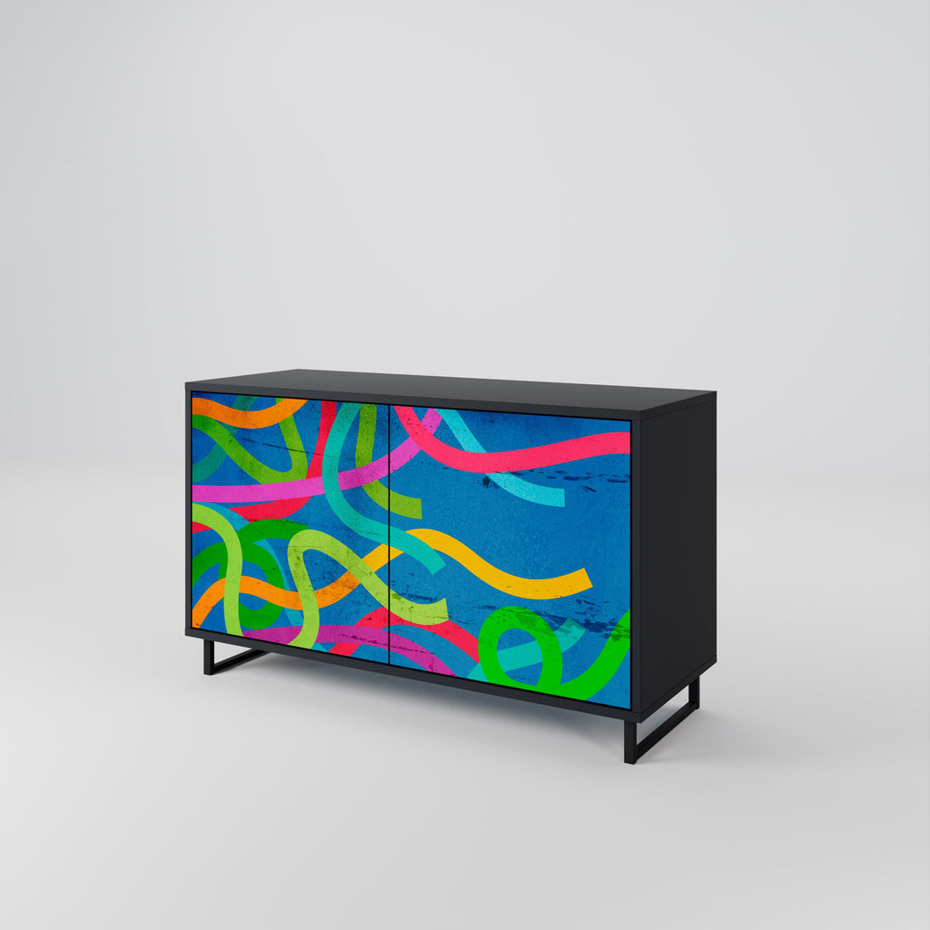 Buffet 2 portes STREAMER TANGLE finition noire