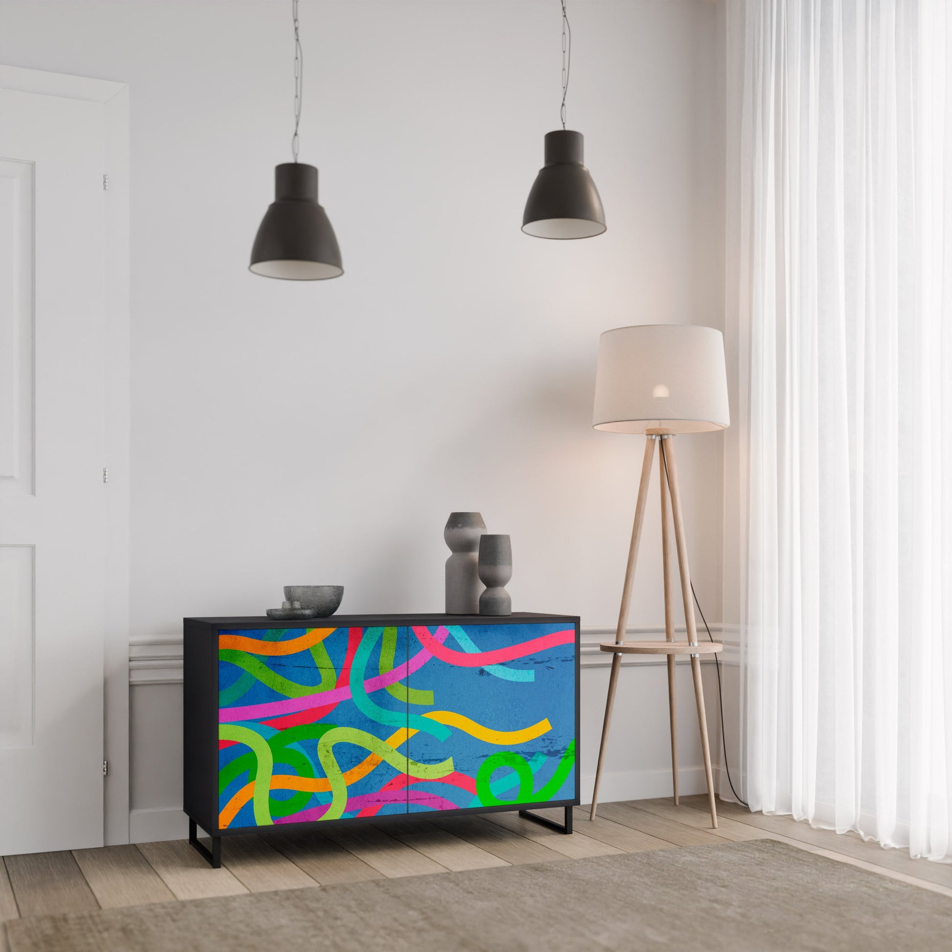 Buffet 2 portes STREAMER TANGLE finition noire