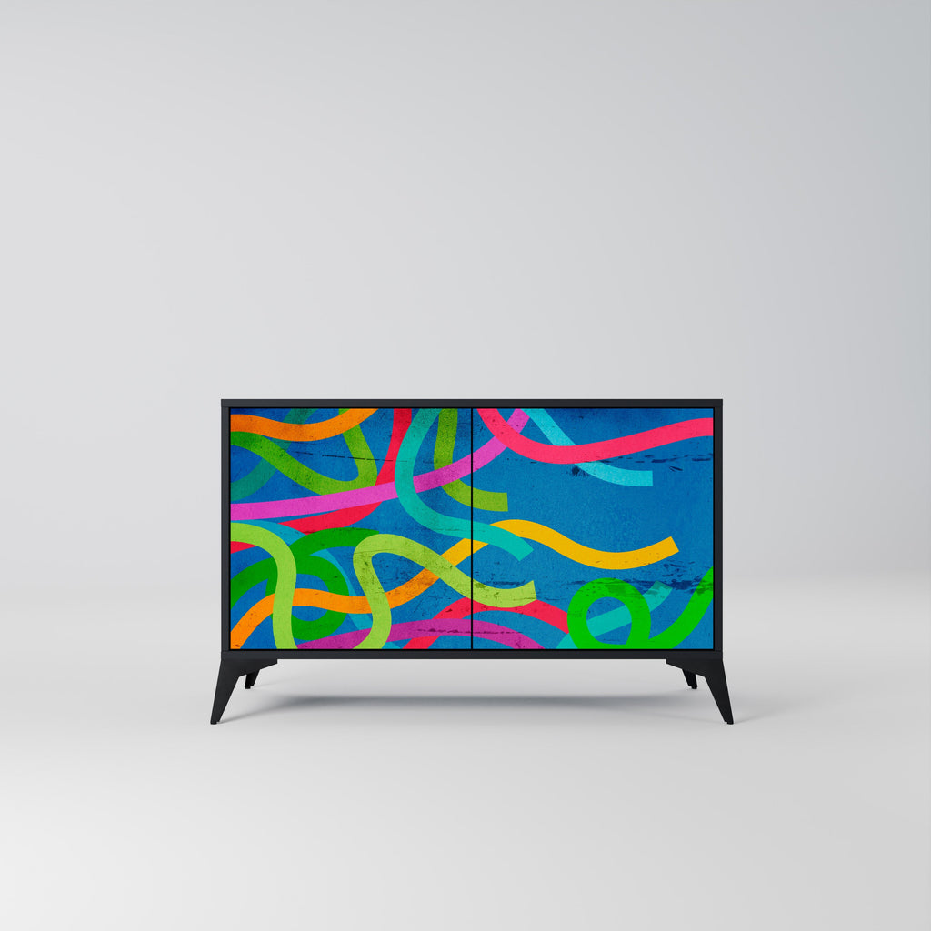 Buffet 2 portes STREAMER TANGLE finition noire