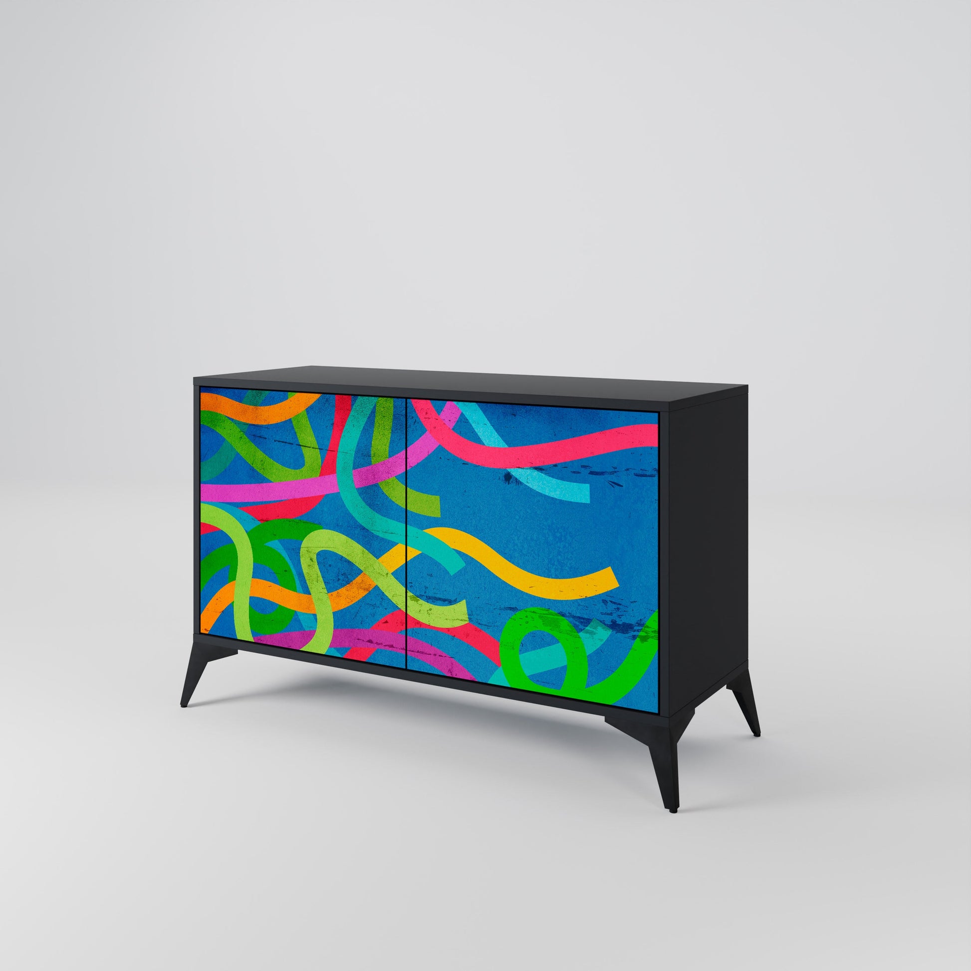 Buffet 2 portes STREAMER TANGLE finition noire