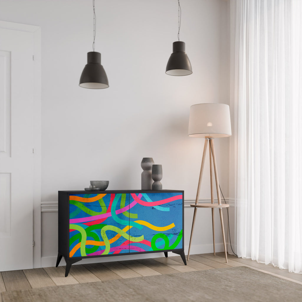 Buffet 2 portes STREAMER TANGLE finition noire