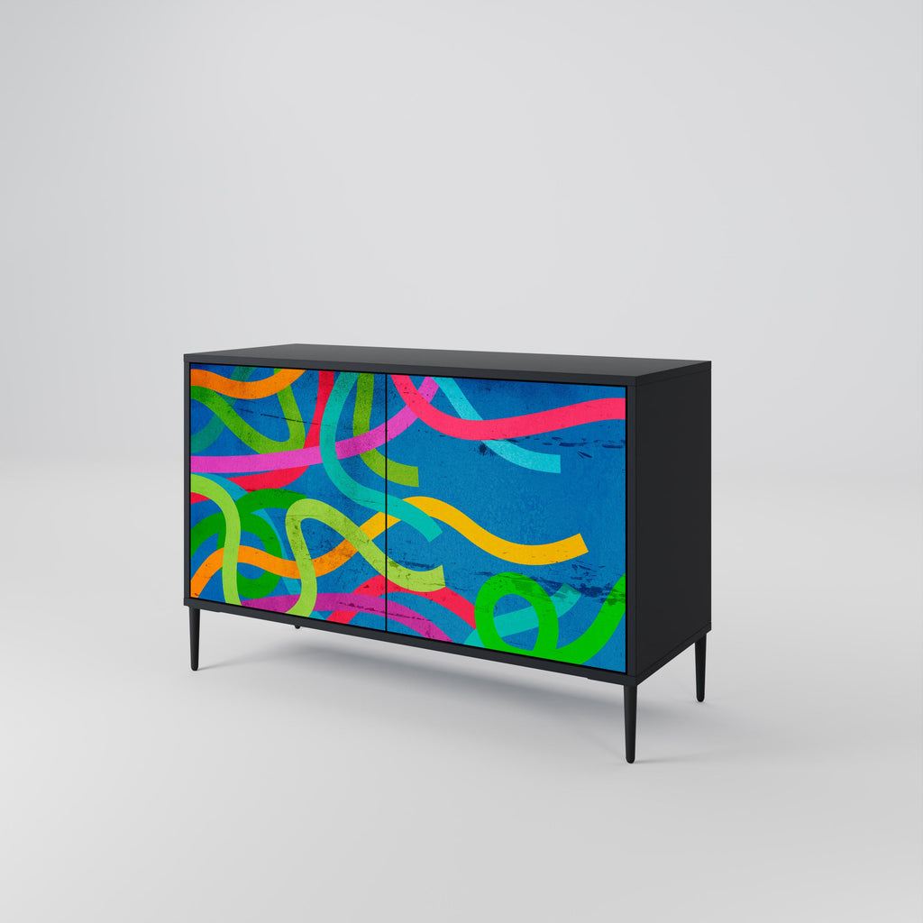 Buffet 2 portes STREAMER TANGLE finition noire