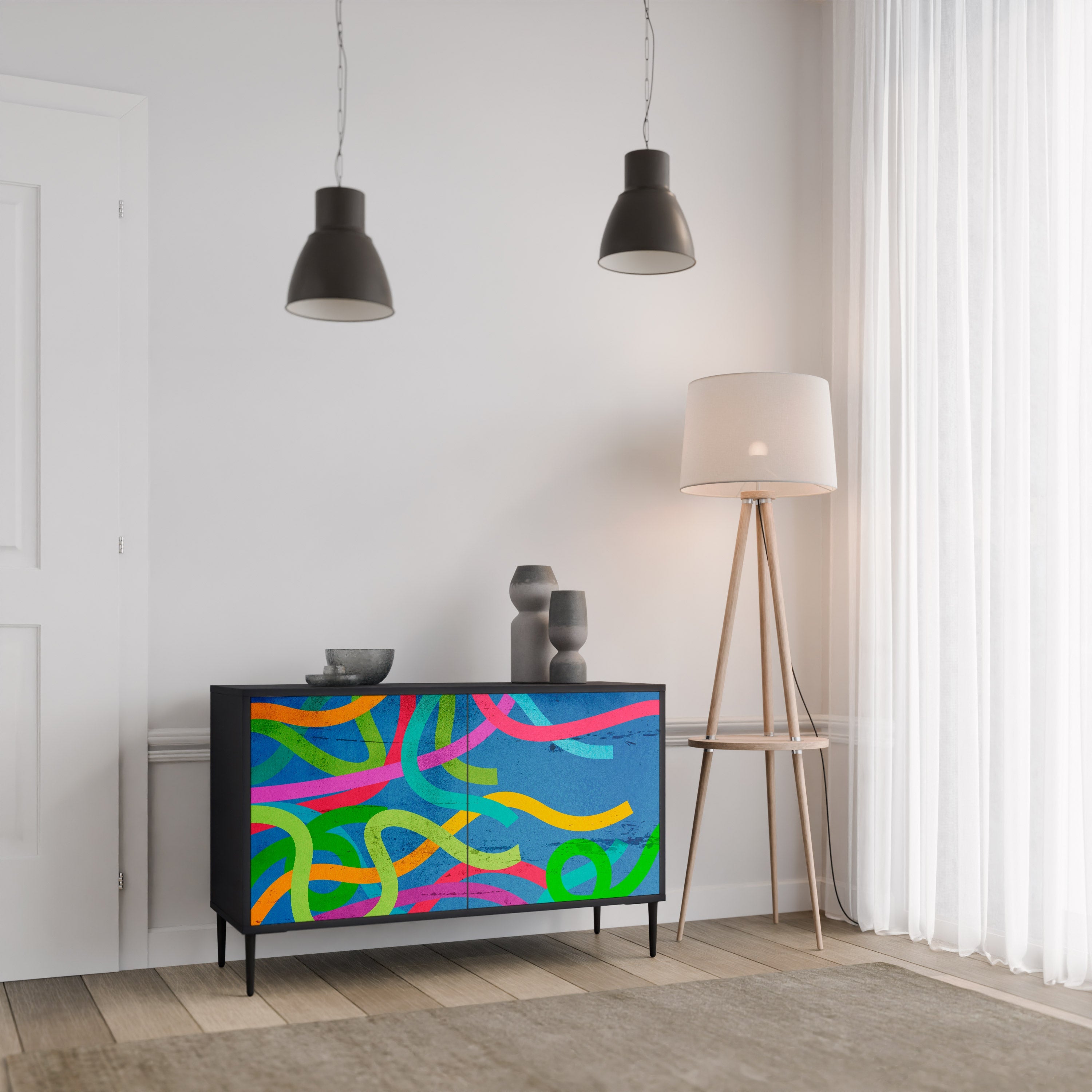 STREAMER TANGLE 2-Door Sideboard in Black Finish