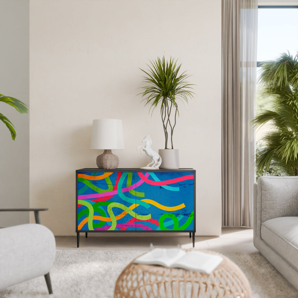 Buffet 2 portes STREAMER TANGLE finition noire
