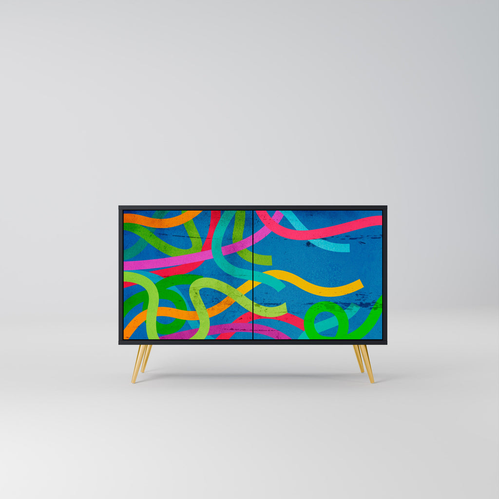 Buffet 2 portes STREAMER TANGLE finition noire