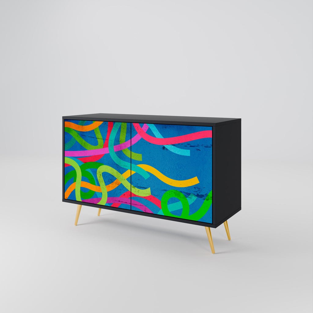 Buffet 2 portes STREAMER TANGLE finition noire