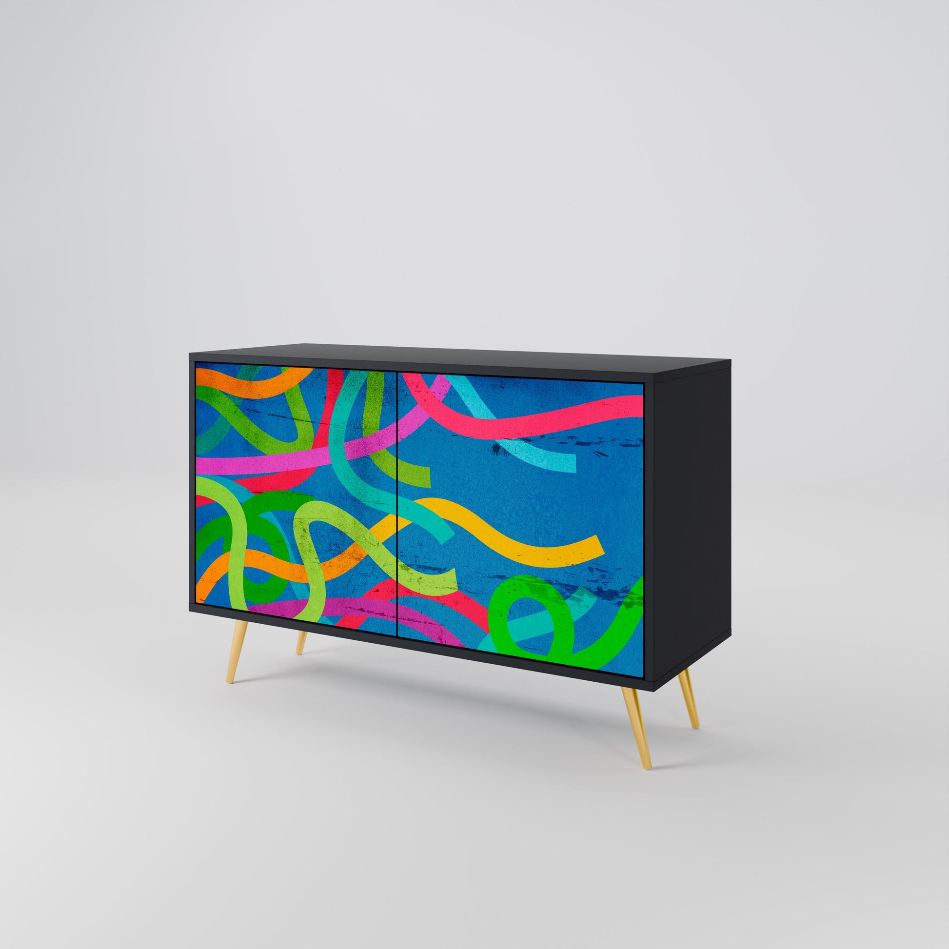 Buffet 2 portes STREAMER TANGLE finition noire