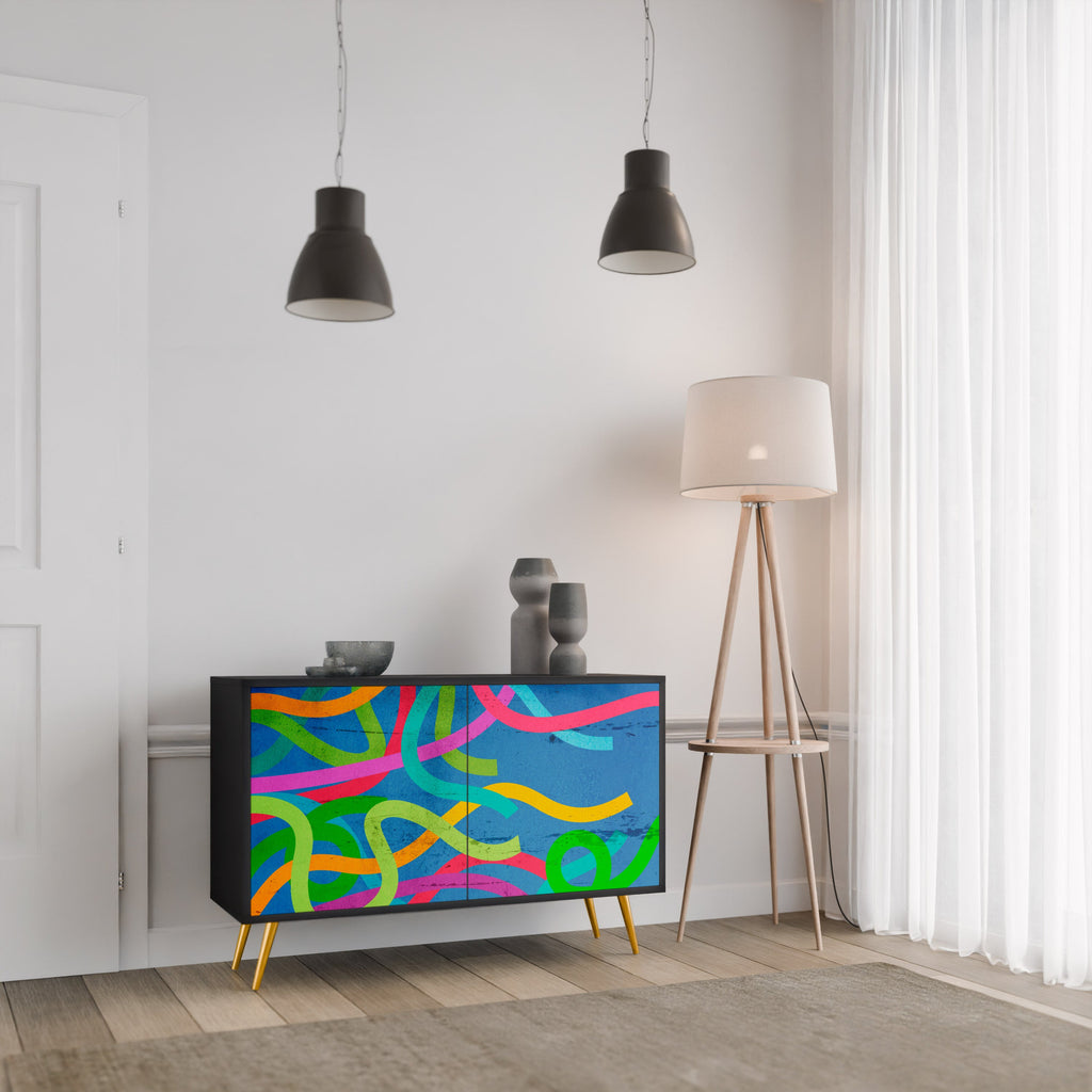 Buffet 2 portes STREAMER TANGLE finition noire