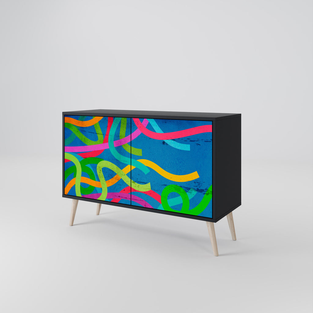 Buffet 2 portes STREAMER TANGLE finition noire