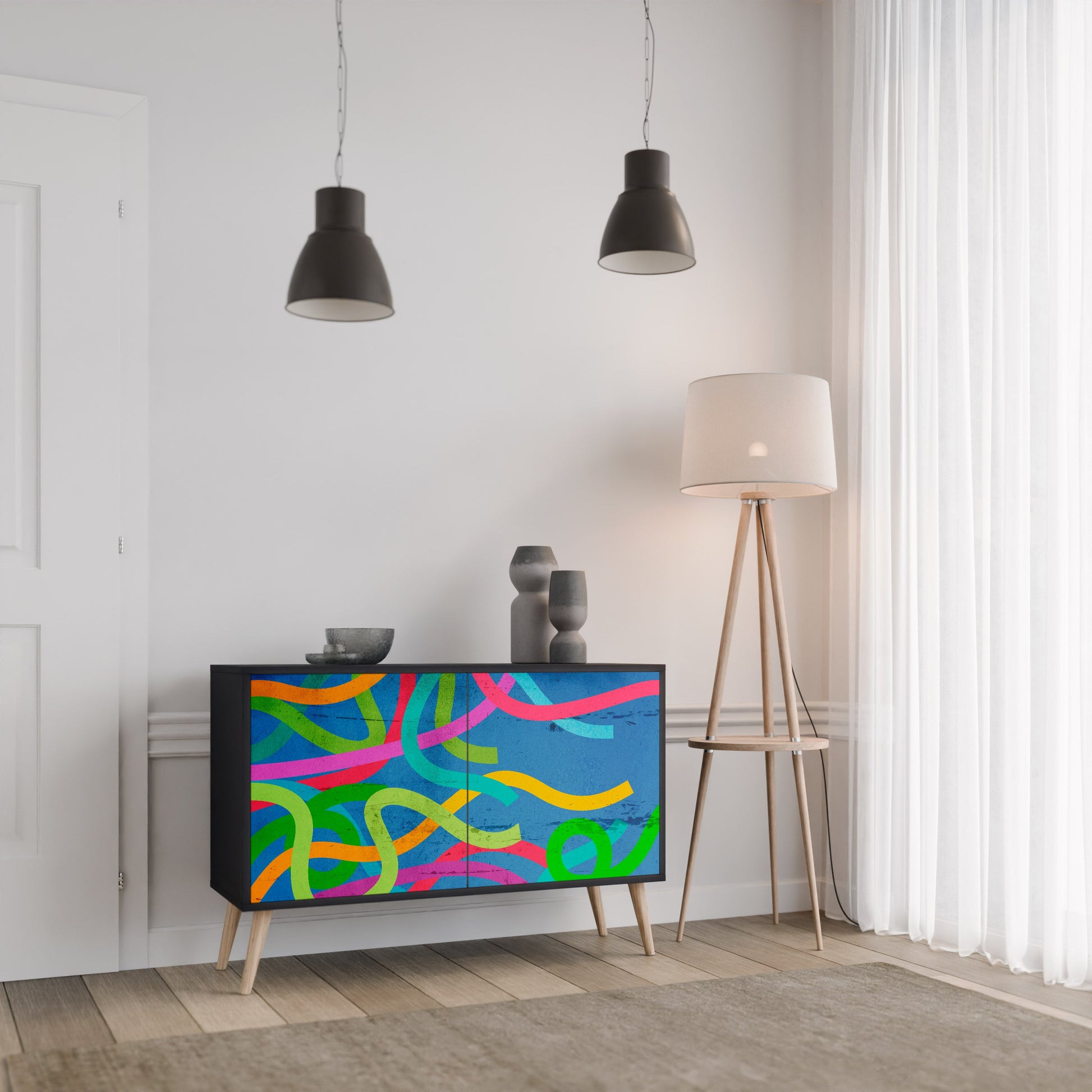 Buffet 2 portes STREAMER TANGLE finition noire
