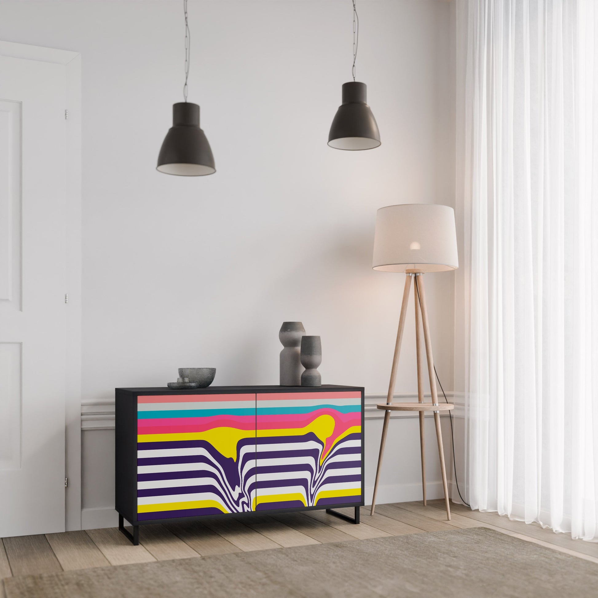 Buffet 2 portes TONE COLLAPSE finition noire