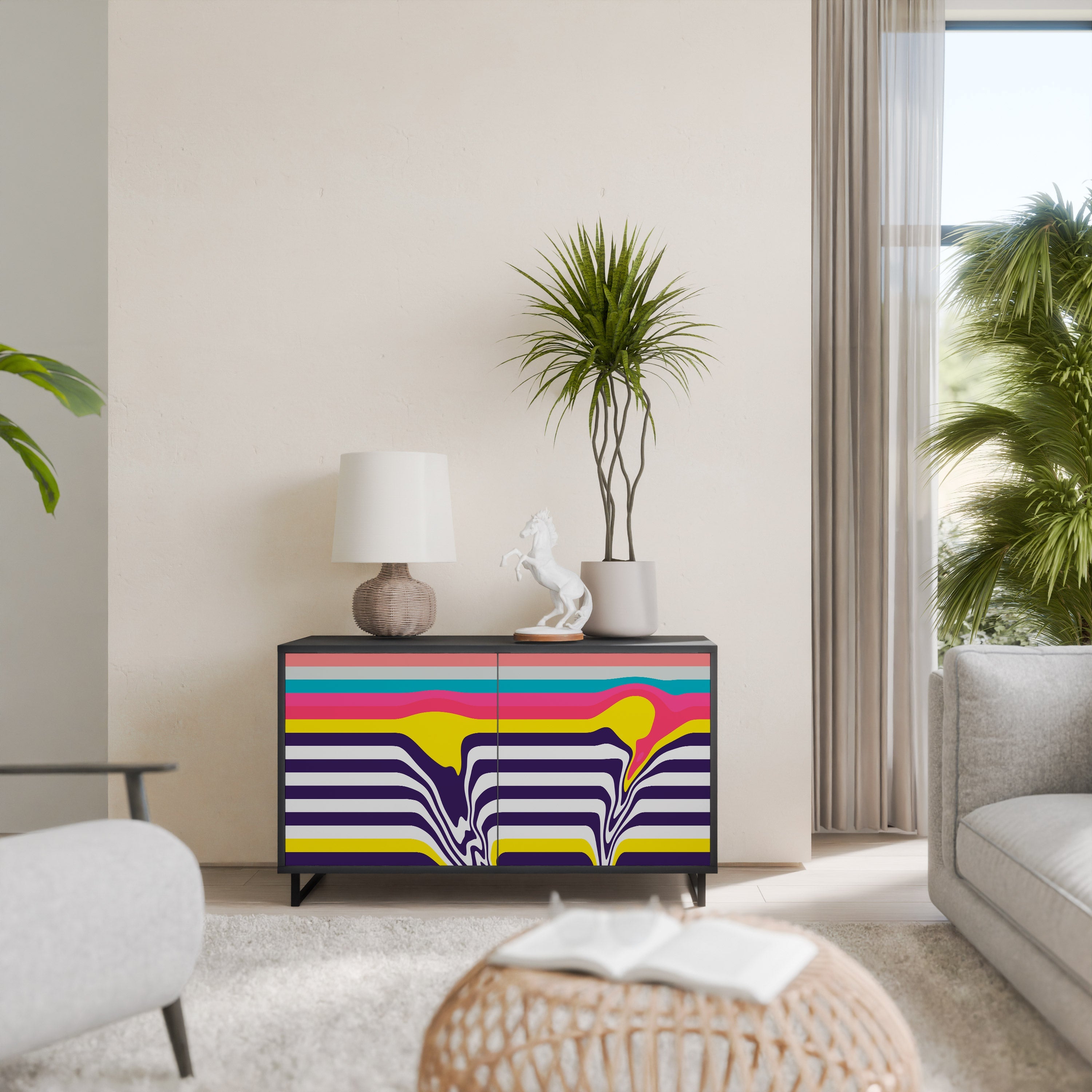 TONE COLLAPSE 2-Door Sideboard in Black Finish