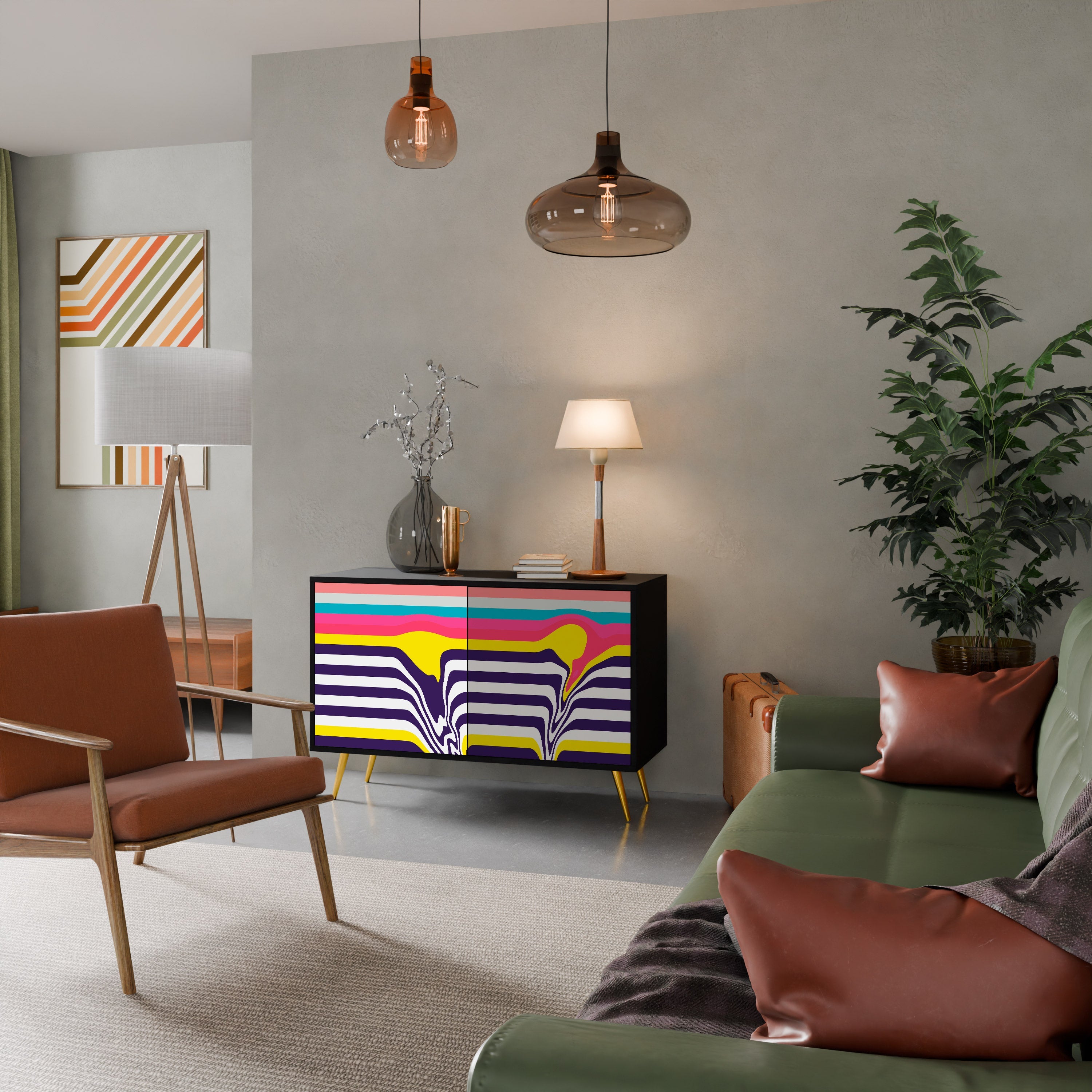 TONE COLLAPSE 2-Door Sideboard in Black Finish