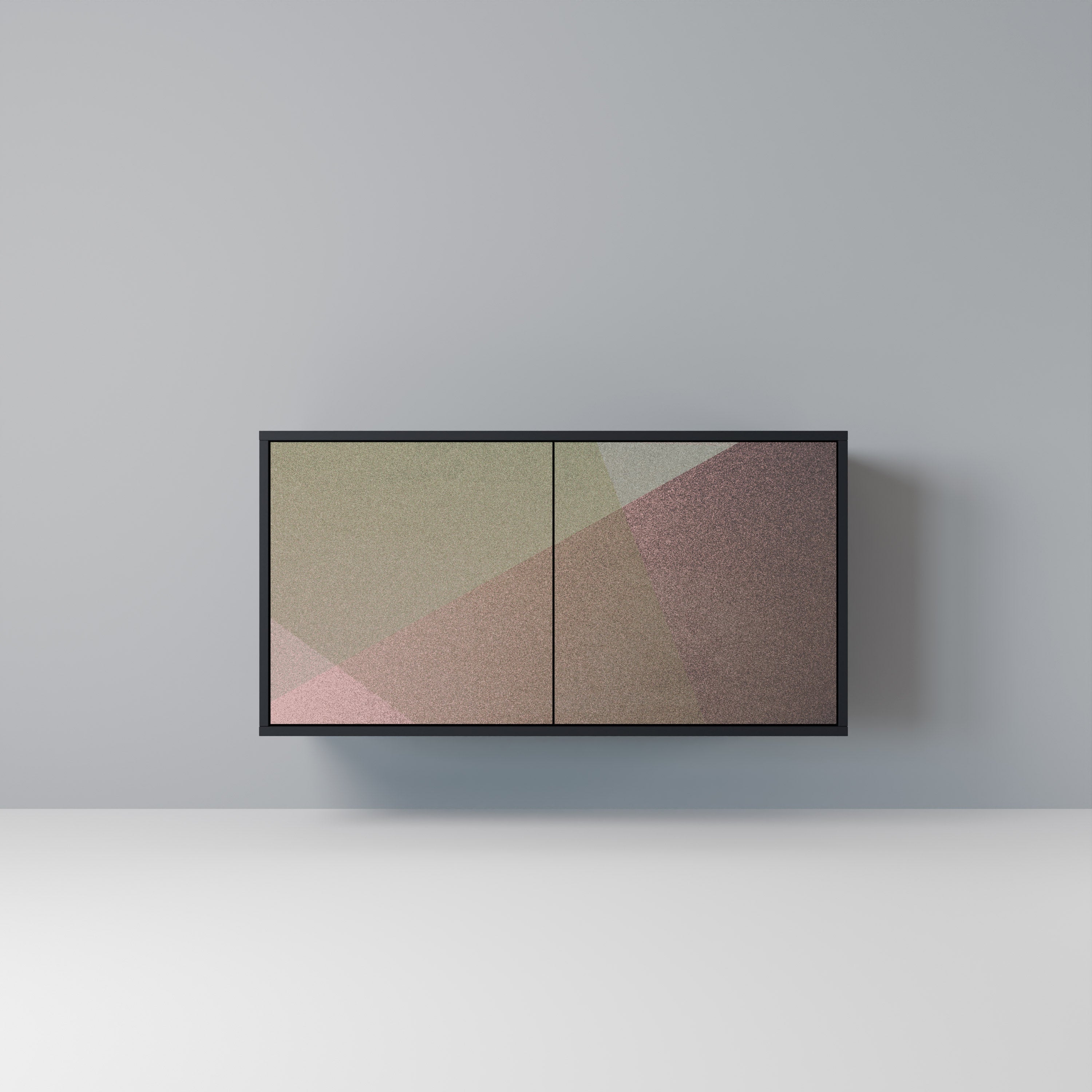 BEIGE GEOMETRY 2-Door Sideboard in Black Finish