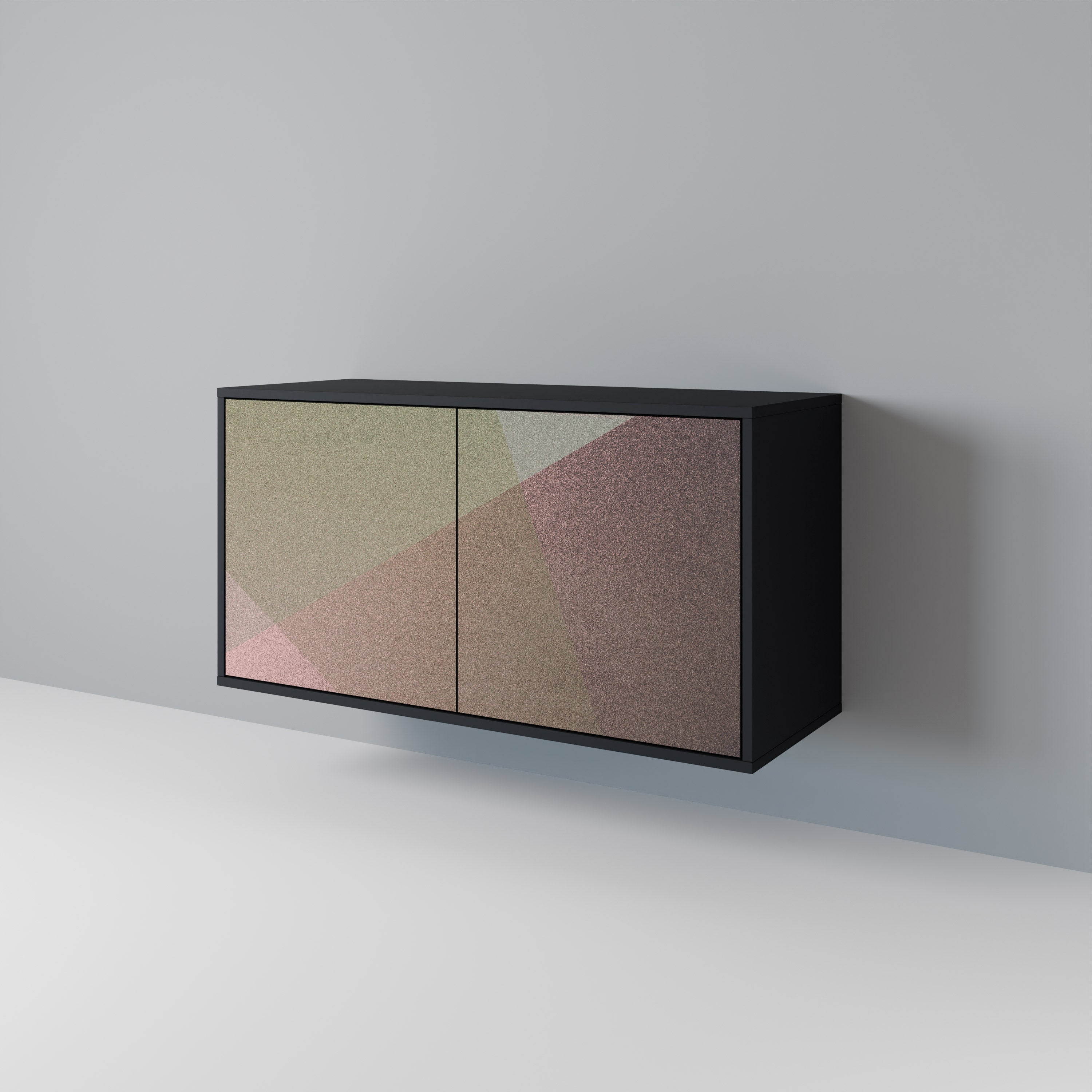 BEIGE GEOMETRY 2-Door Sideboard in Black Finish