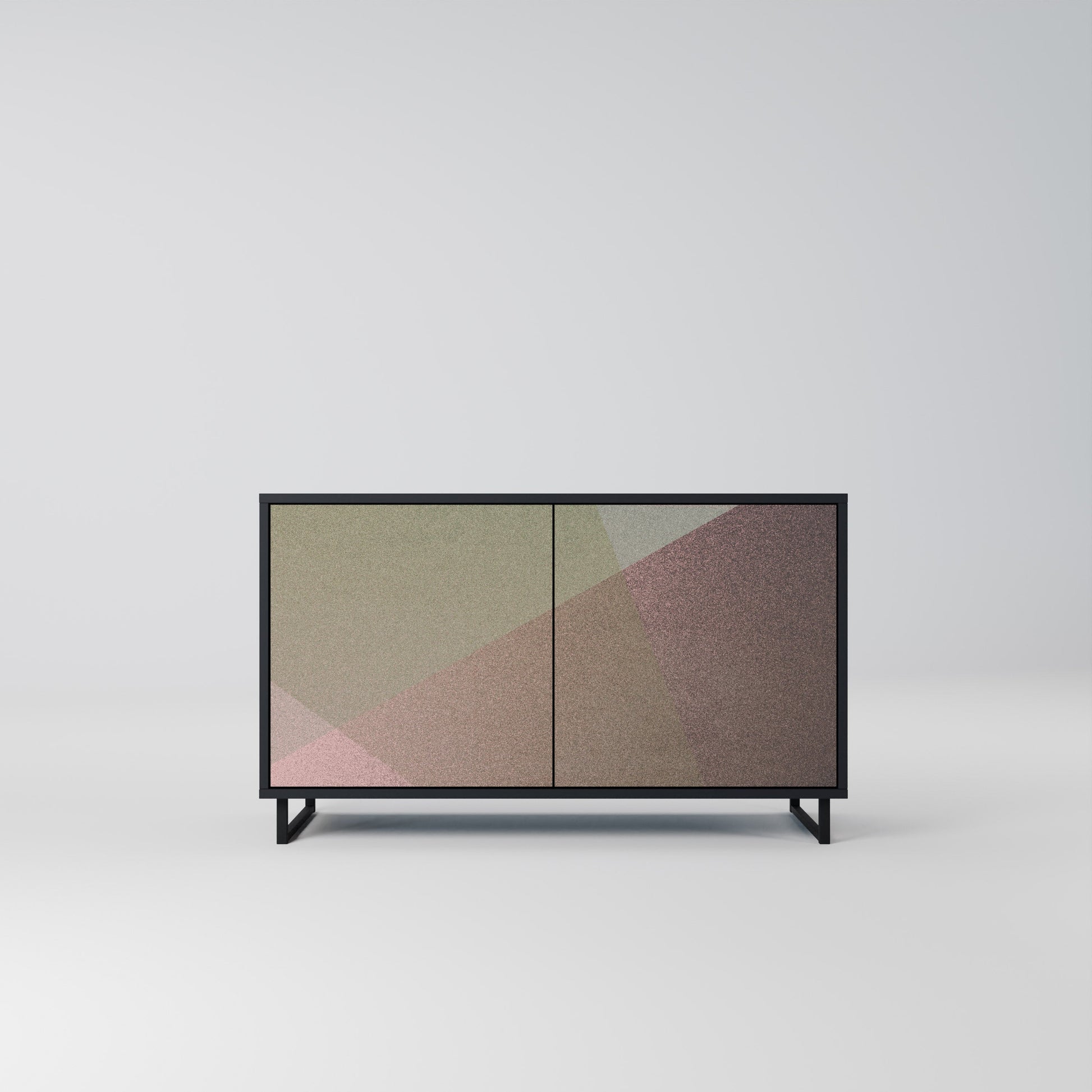 Buffet 2 portes BEIGE GEOMETRY finition noire