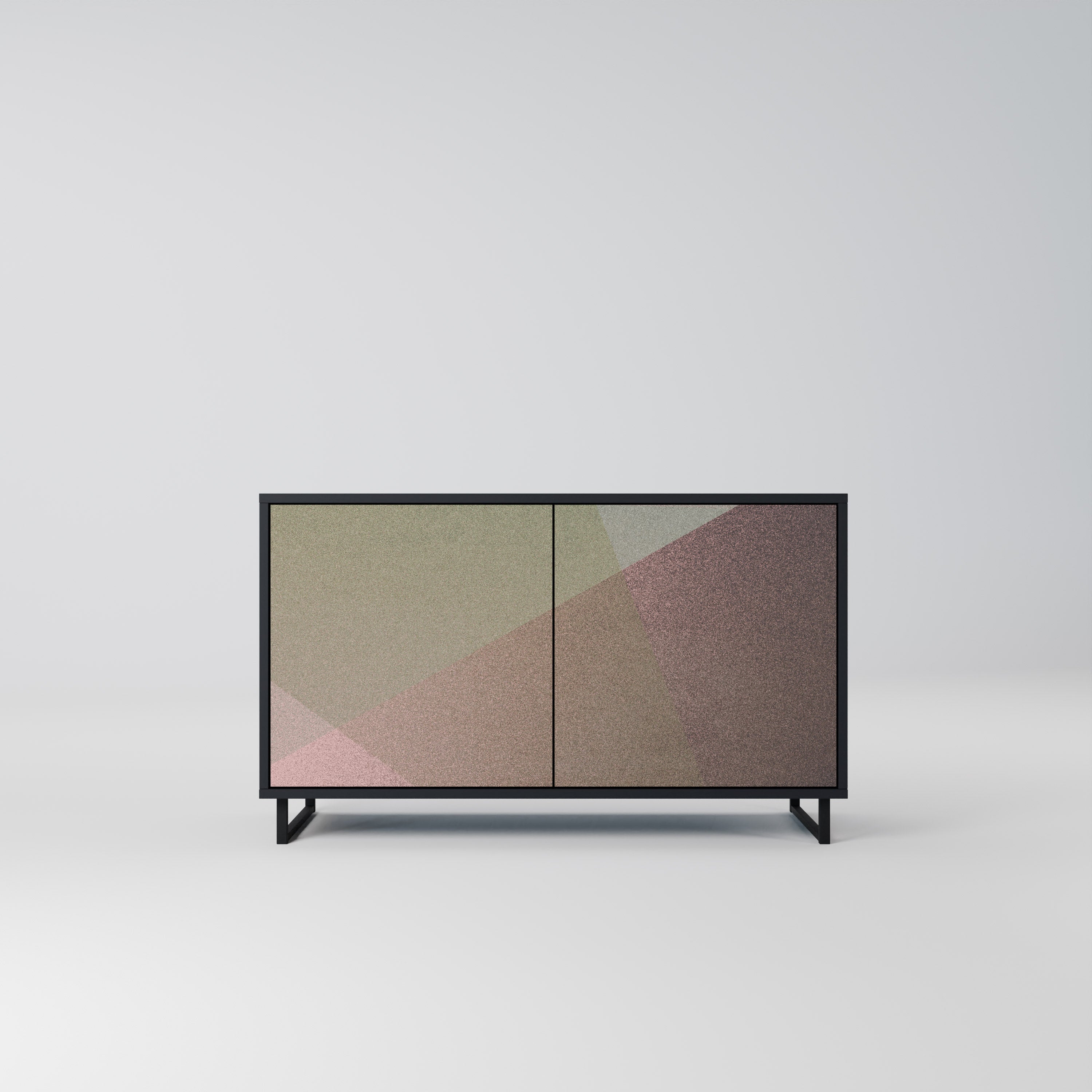 BEIGE GEOMETRY 2-Door Sideboard in Black Finish