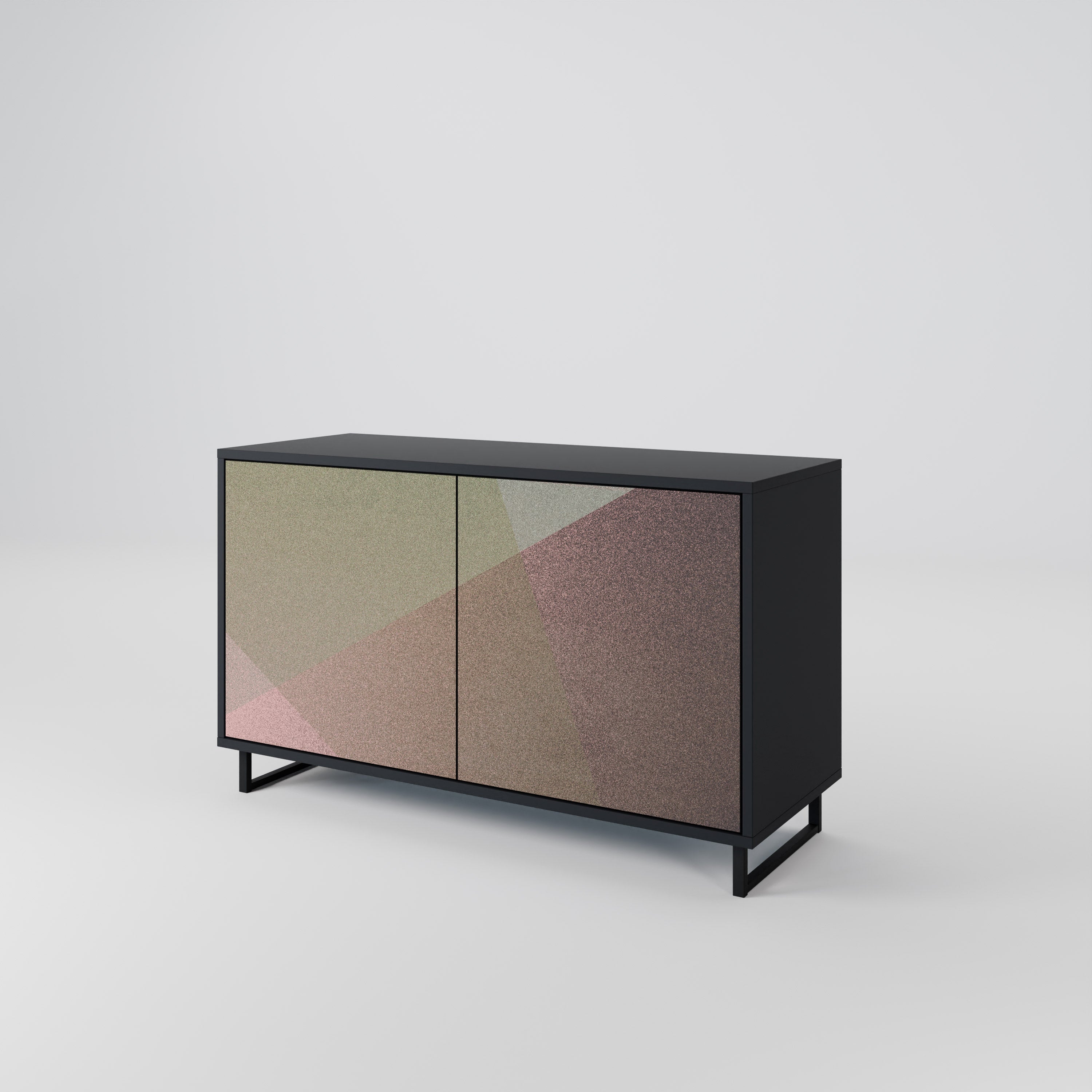 BEIGE GEOMETRY 2-Door Sideboard in Black Finish