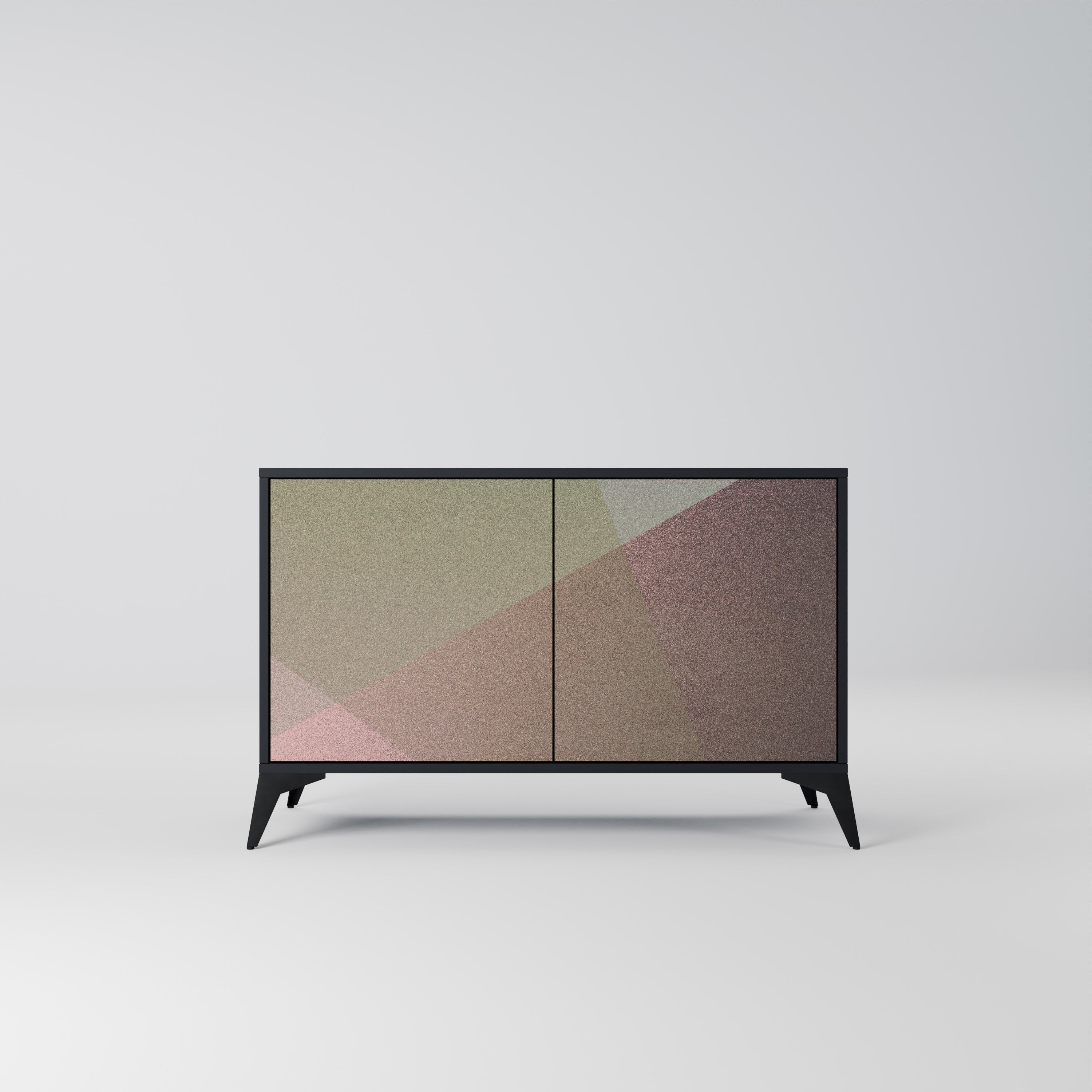 BEIGE GEOMETRY 2-Door Sideboard in Black Finish