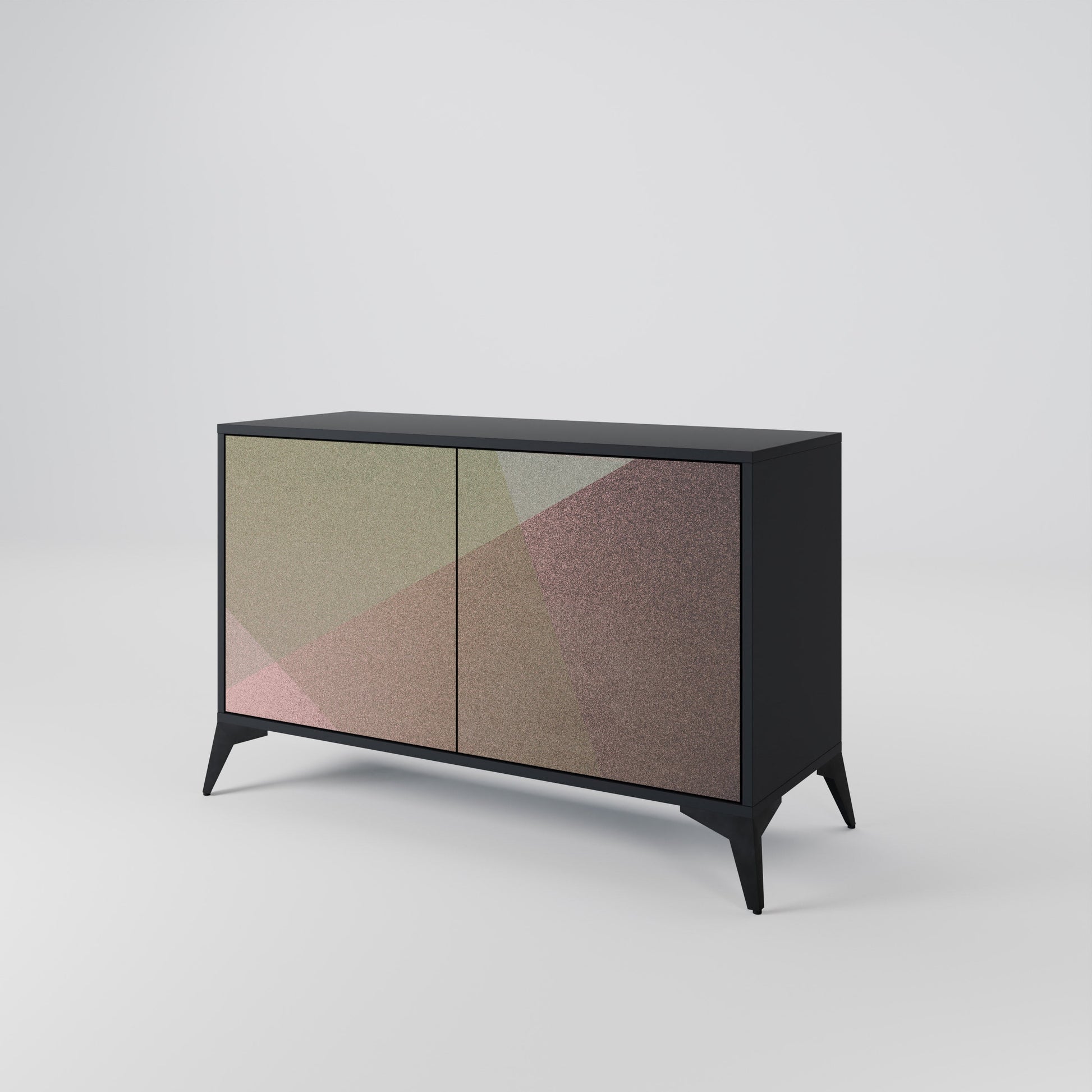 Buffet 2 portes BEIGE GEOMETRY finition noire