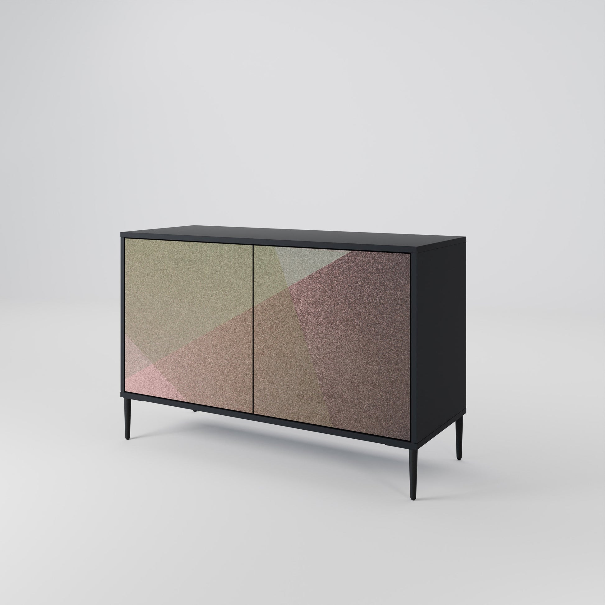 Buffet 2 portes BEIGE GEOMETRY finition noire