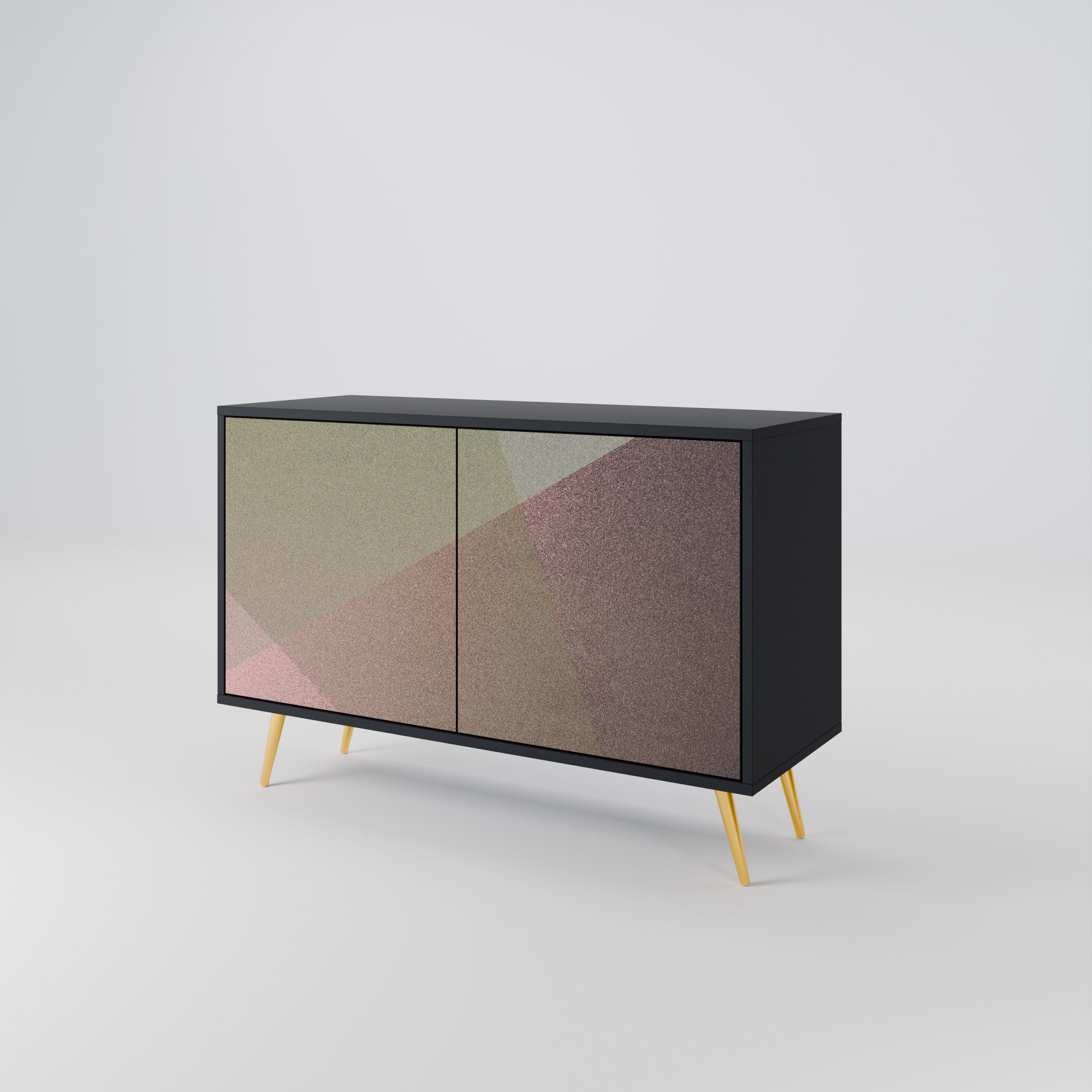 BEIGE GEOMETRY 2-Door Sideboard in Black Finish