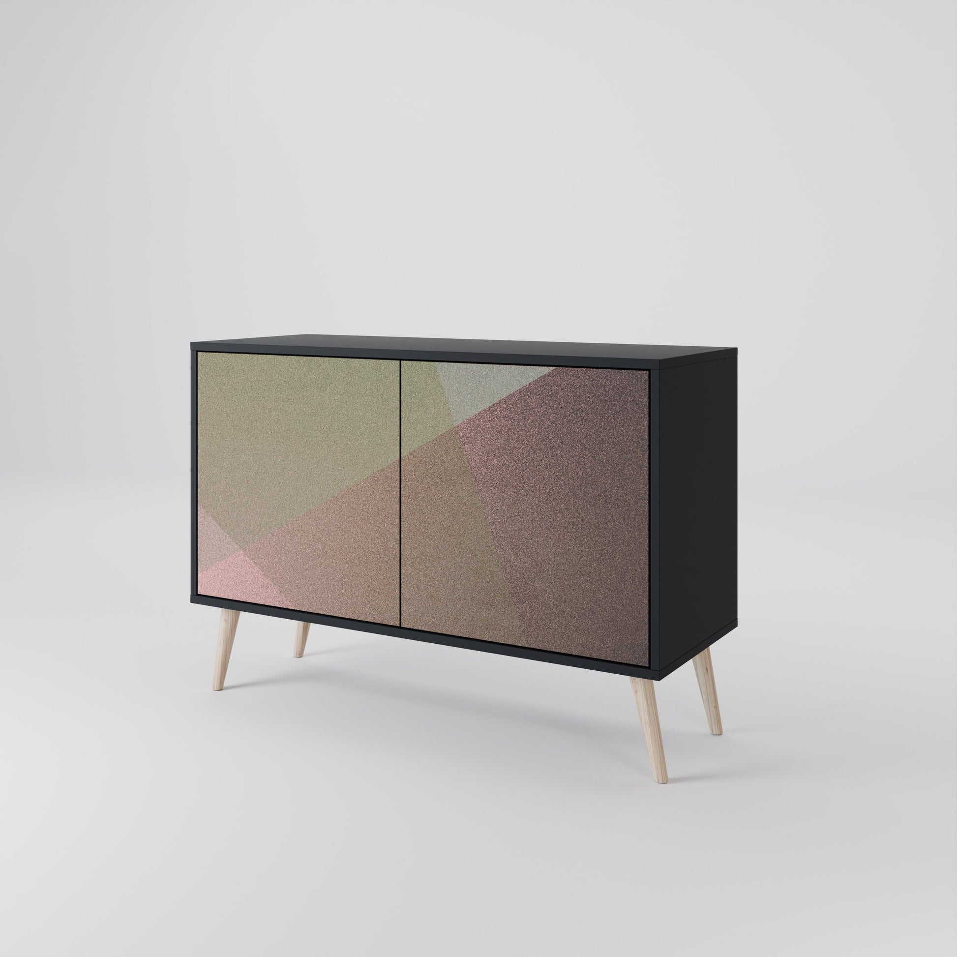Buffet 2 portes BEIGE GEOMETRY finition noire