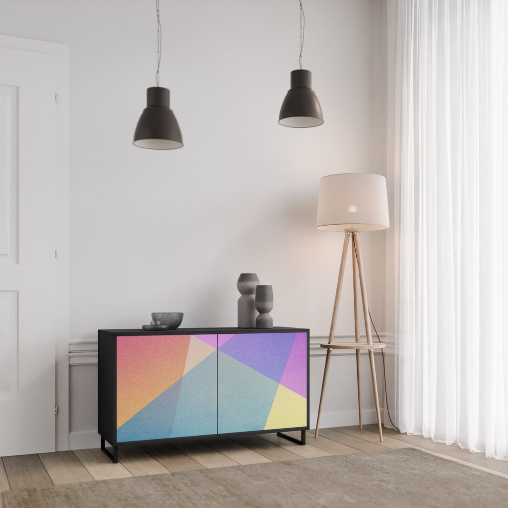 Buffet 2 portes BRIGHT GEOMETRY en finition noire