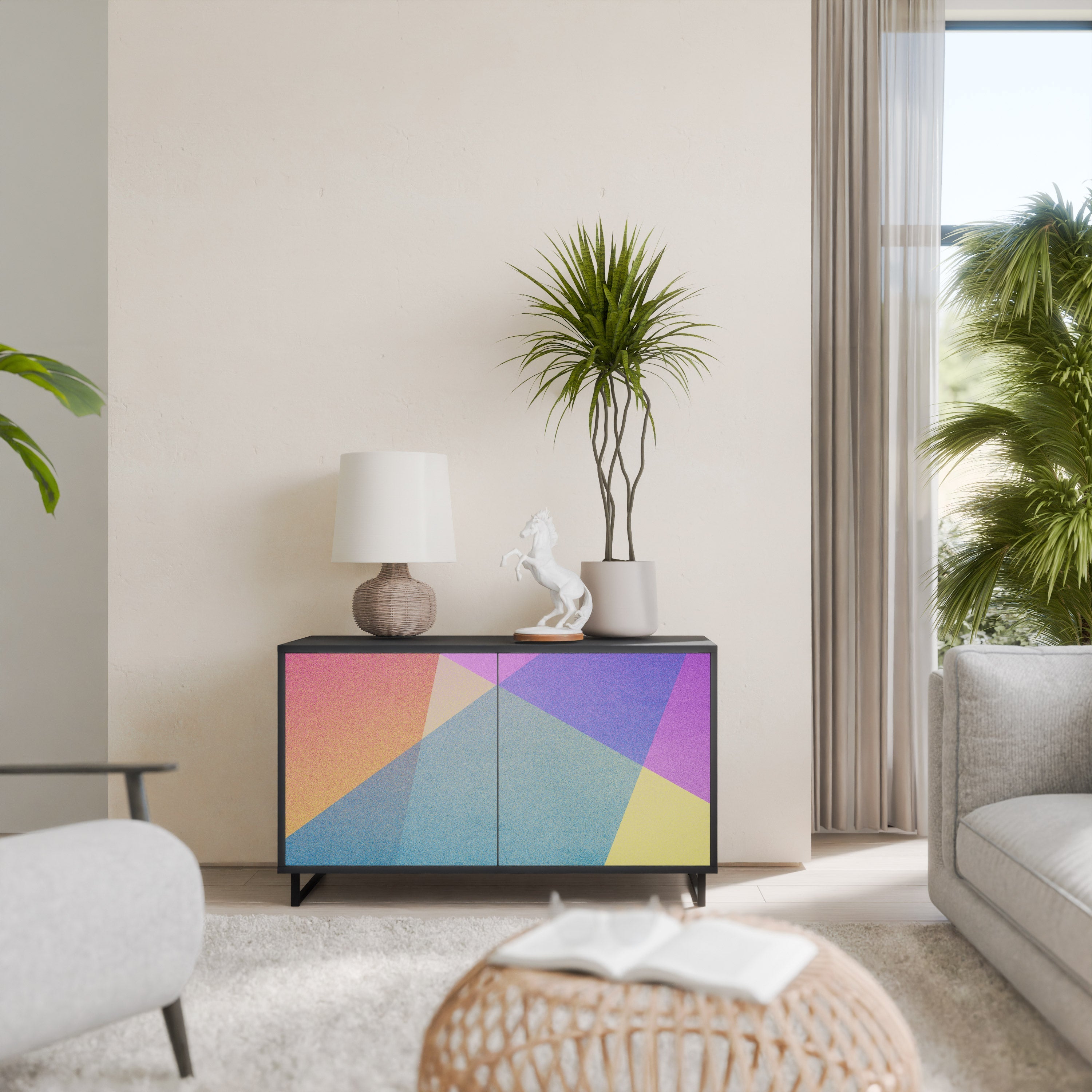 BRIGHT GEOMETRY 2-Door Sideboard in Black Finish