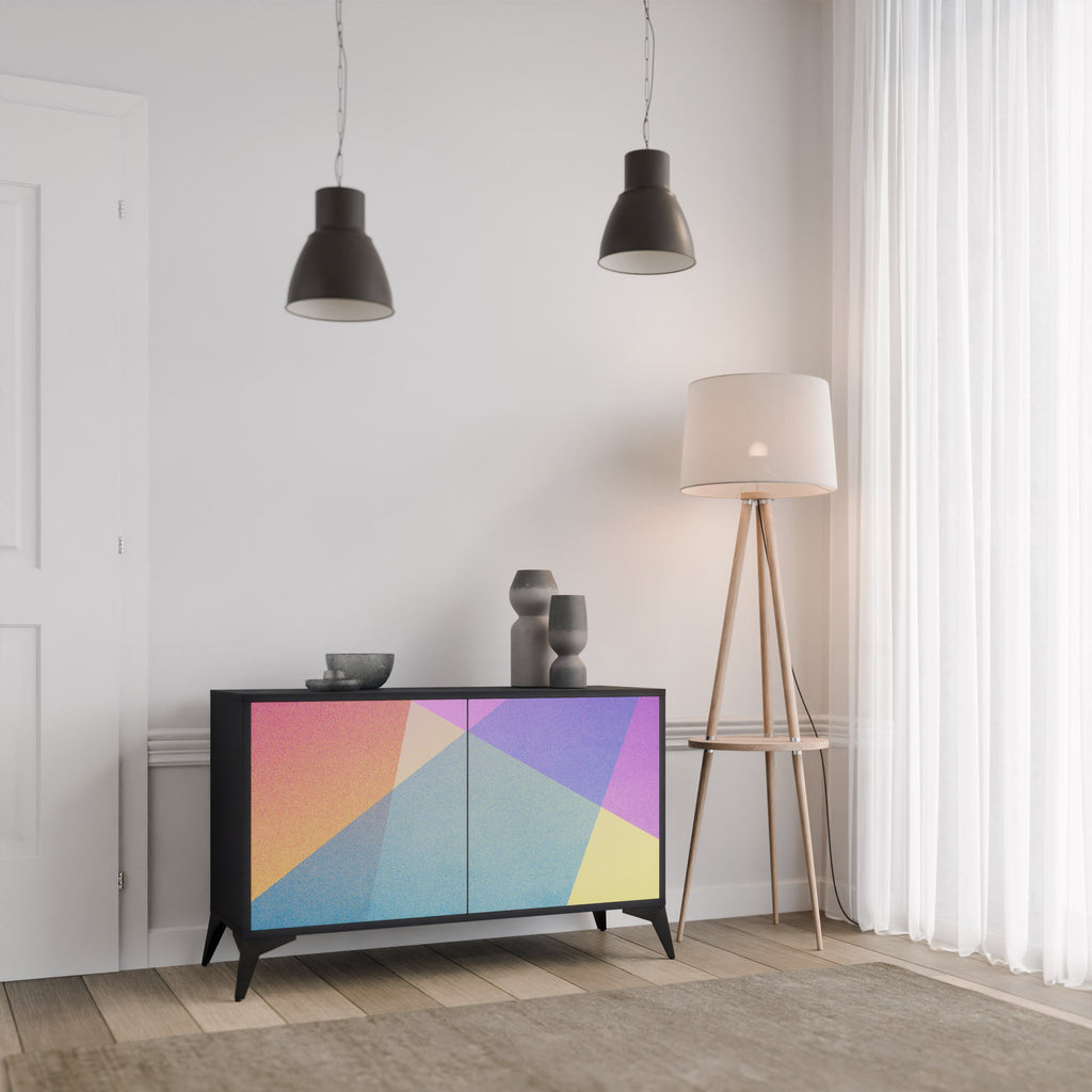 Buffet 2 portes BRIGHT GEOMETRY en finition noire