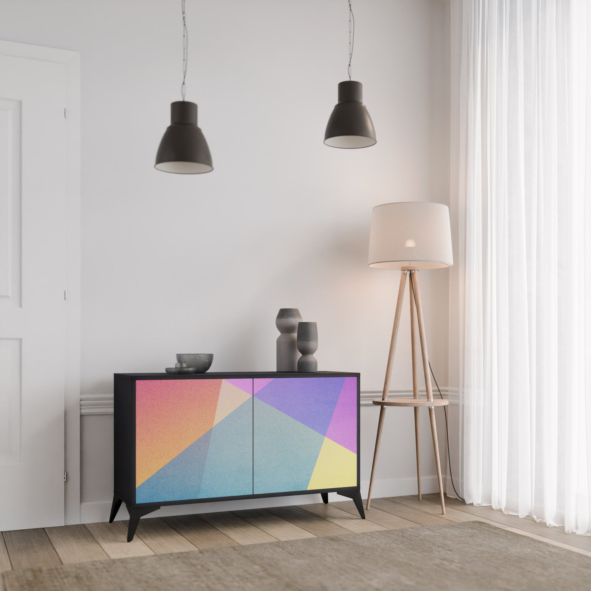 Buffet 2 portes BRIGHT GEOMETRY en finition noire