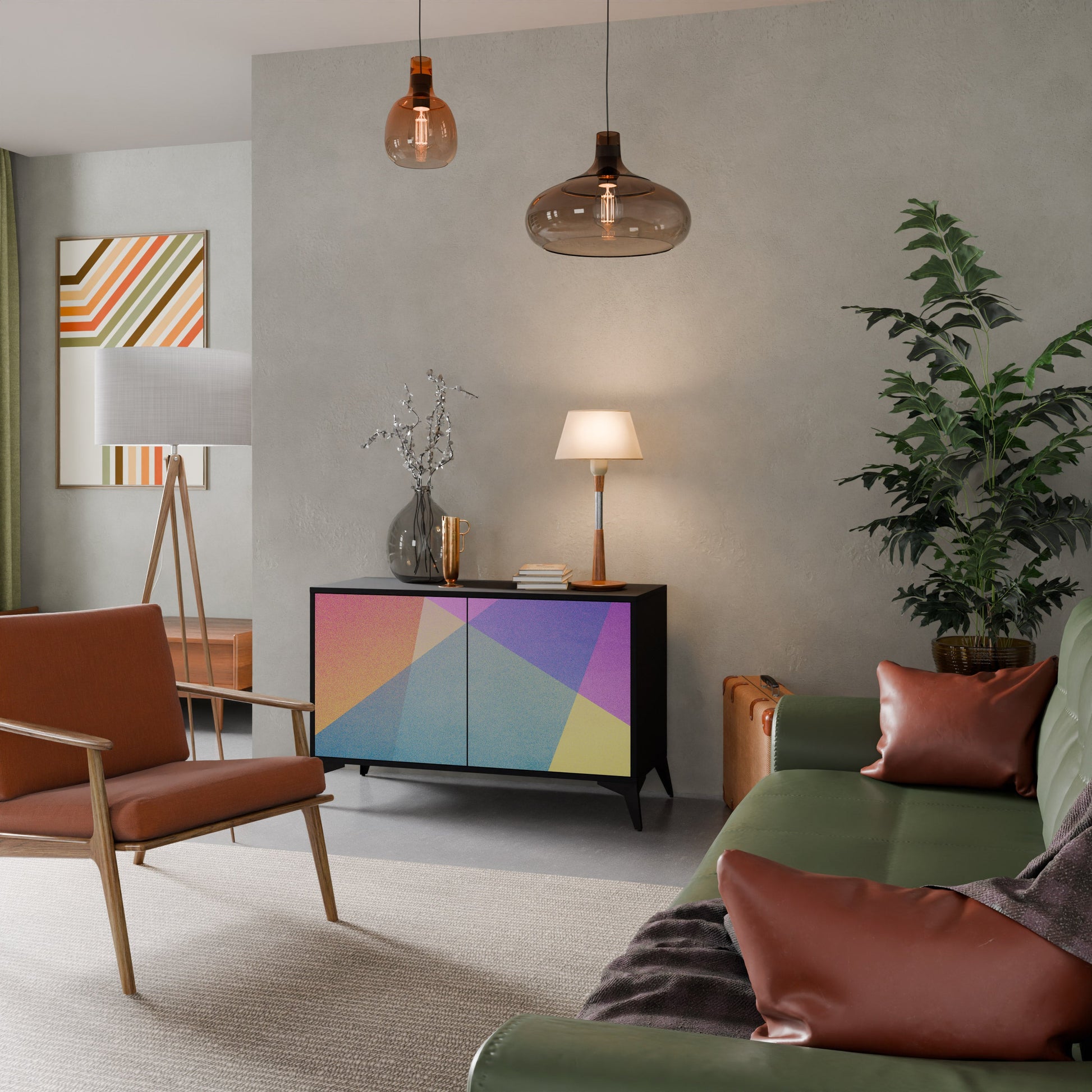 Buffet 2 portes BRIGHT GEOMETRY en finition noire