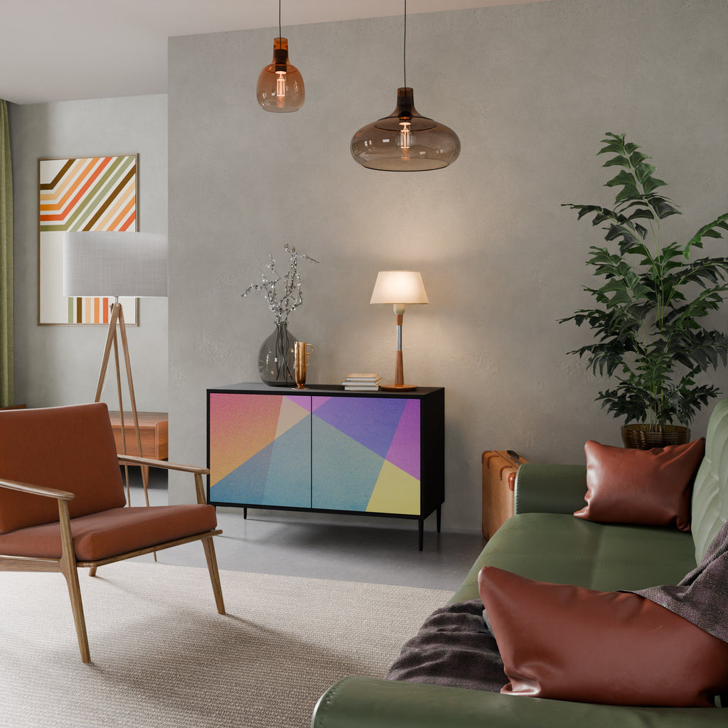 Buffet 2 portes BRIGHT GEOMETRY en finition noire