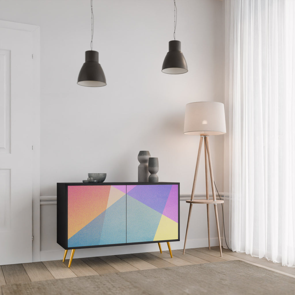 Buffet 2 portes BRIGHT GEOMETRY en finition noire