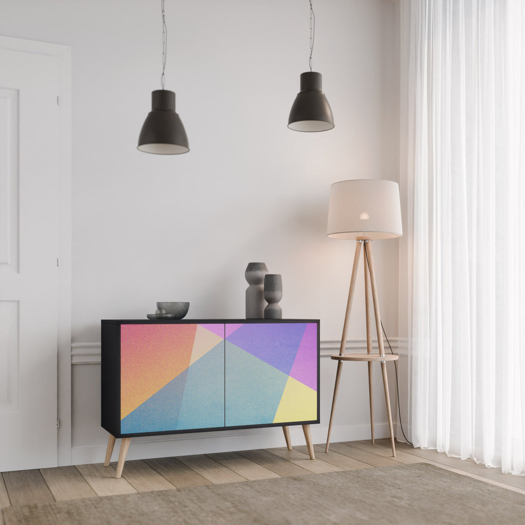 Buffet 2 portes BRIGHT GEOMETRY en finition noire