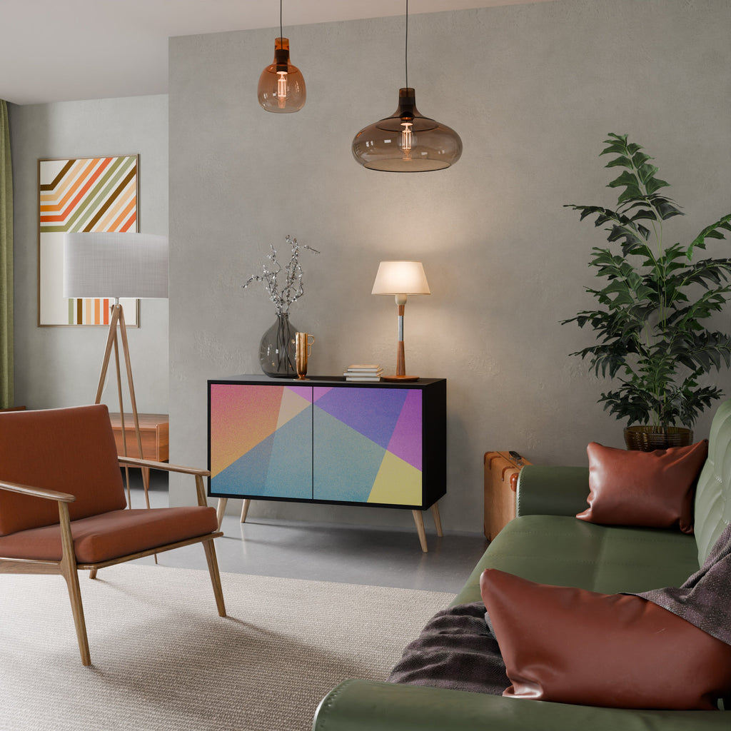 Buffet 2 portes BRIGHT GEOMETRY en finition noire