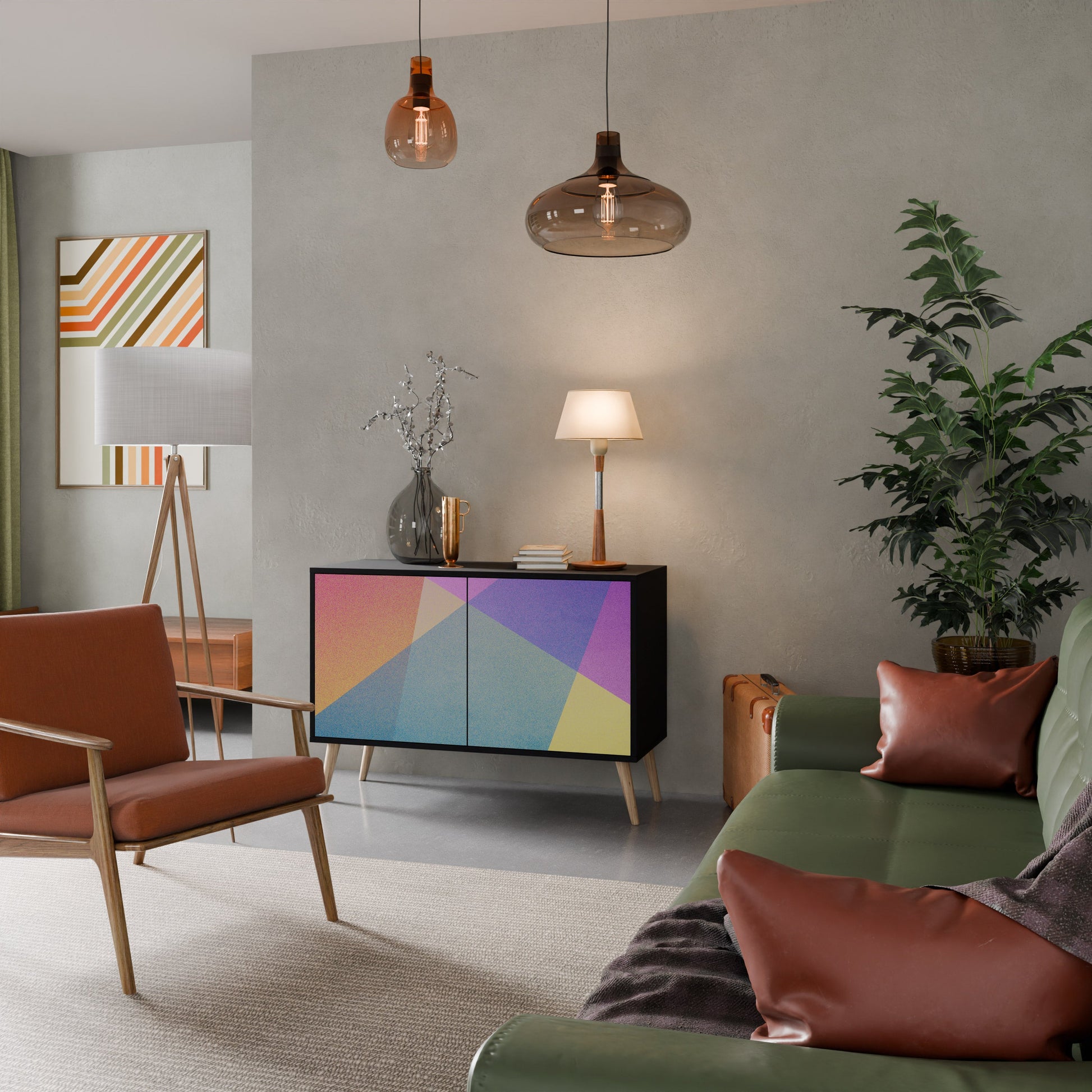 Buffet 2 portes BRIGHT GEOMETRY en finition noire