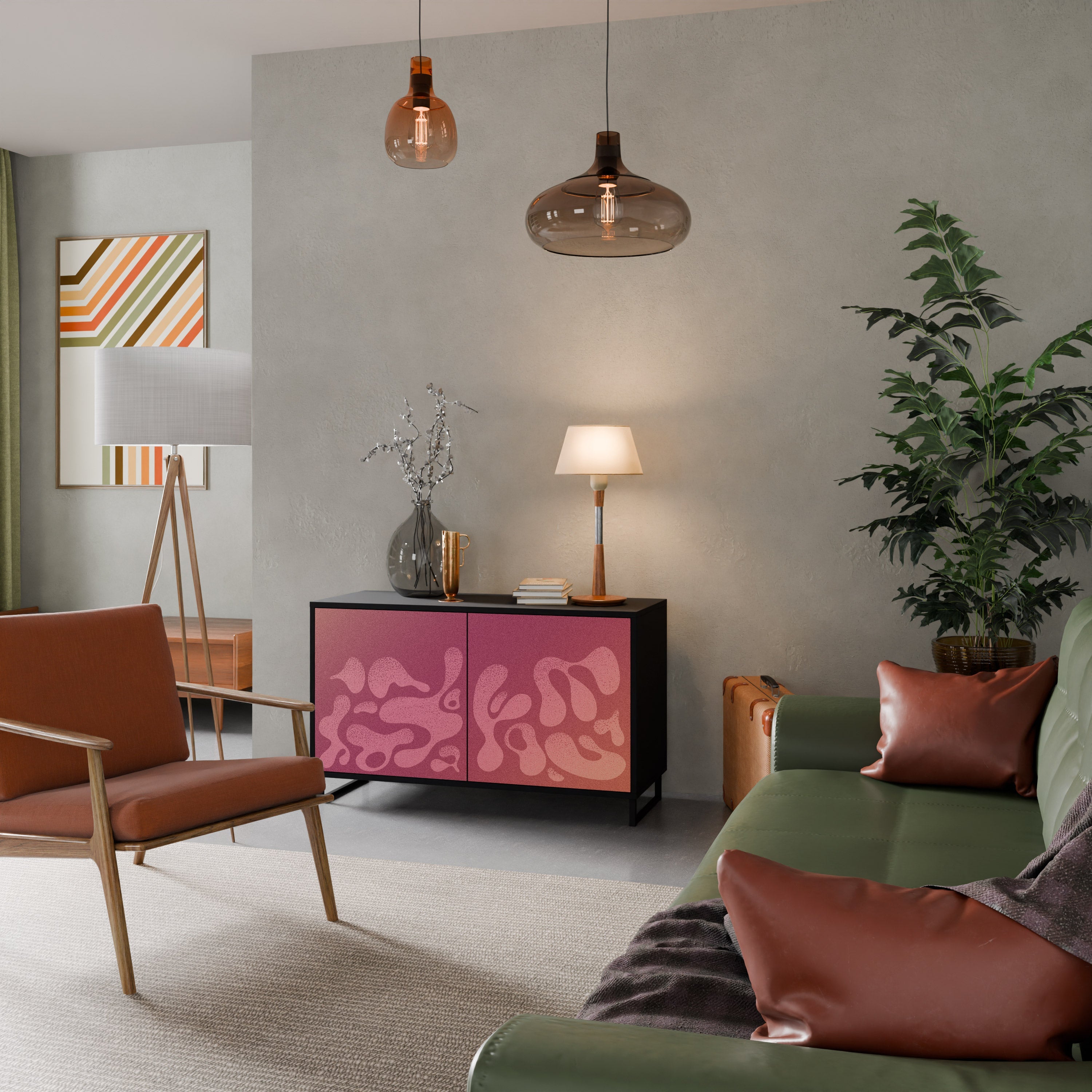 IRREGULAR PINK 2-Door Sideboard in Black Finish